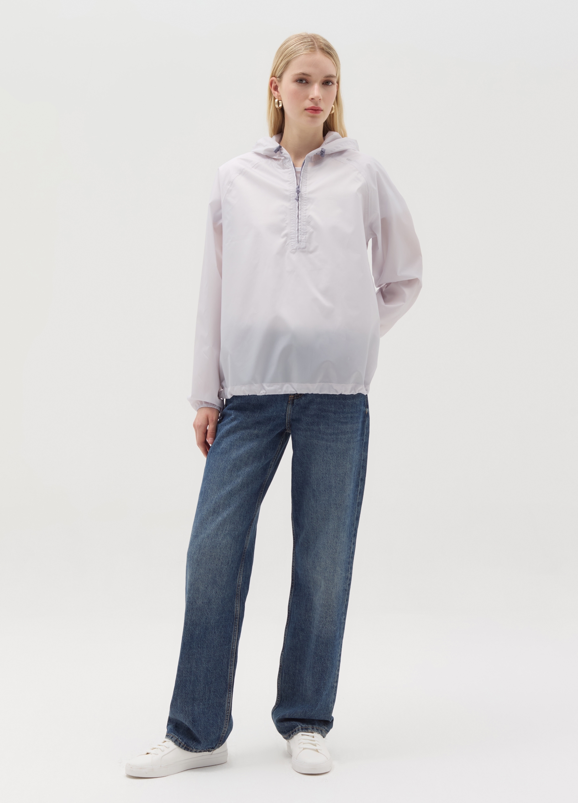 OVS , Giacca Impermeabile Half-zip, Donna, Bianco, Taglia: XS