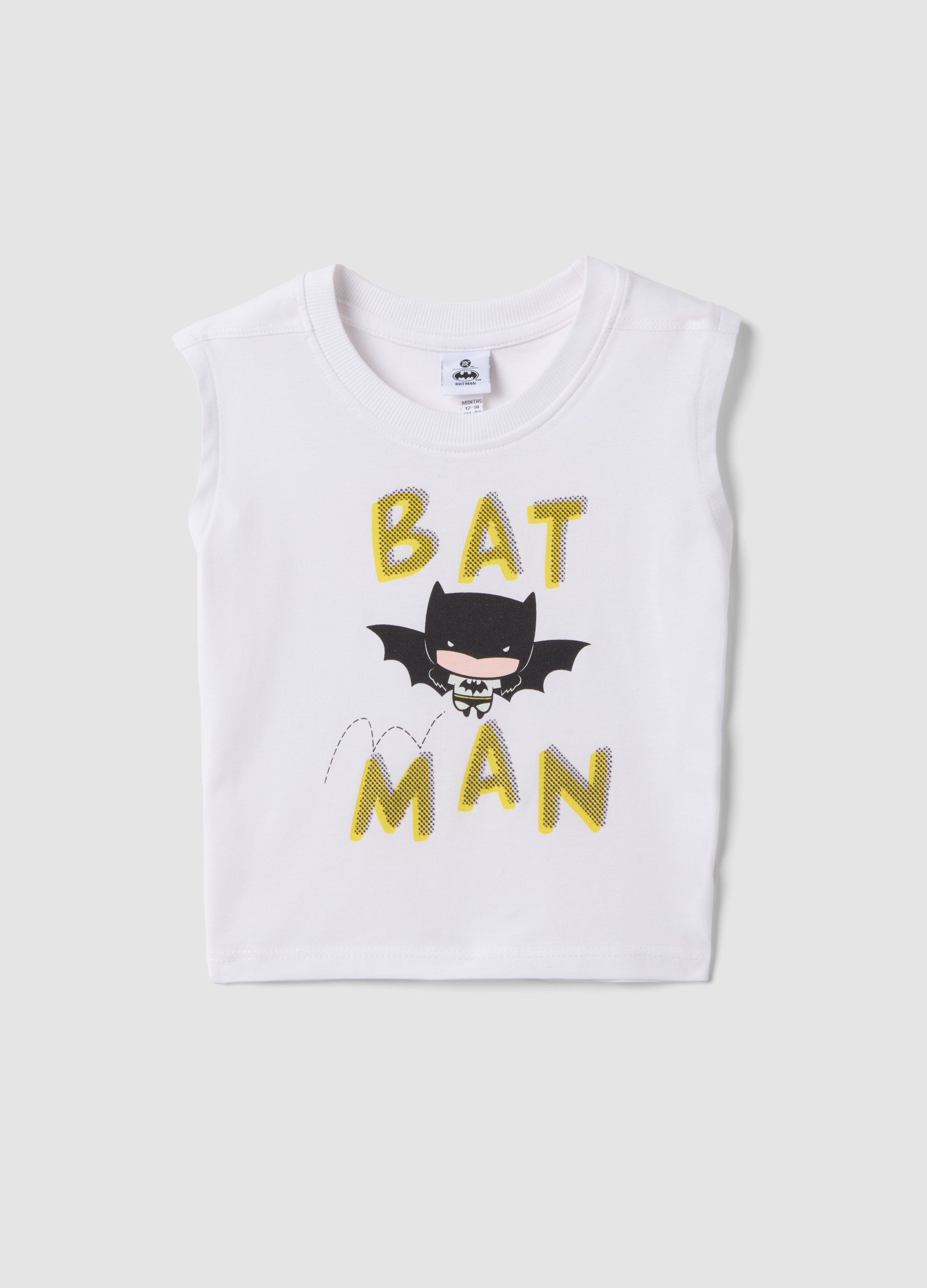 FAGOTTINO, Camiseta De Tirantes Blanca De Puro Algodón Para Niño, Corte Regular, Con Estampado De Batman, Niño, Blanco óptico, Talla: 24-30