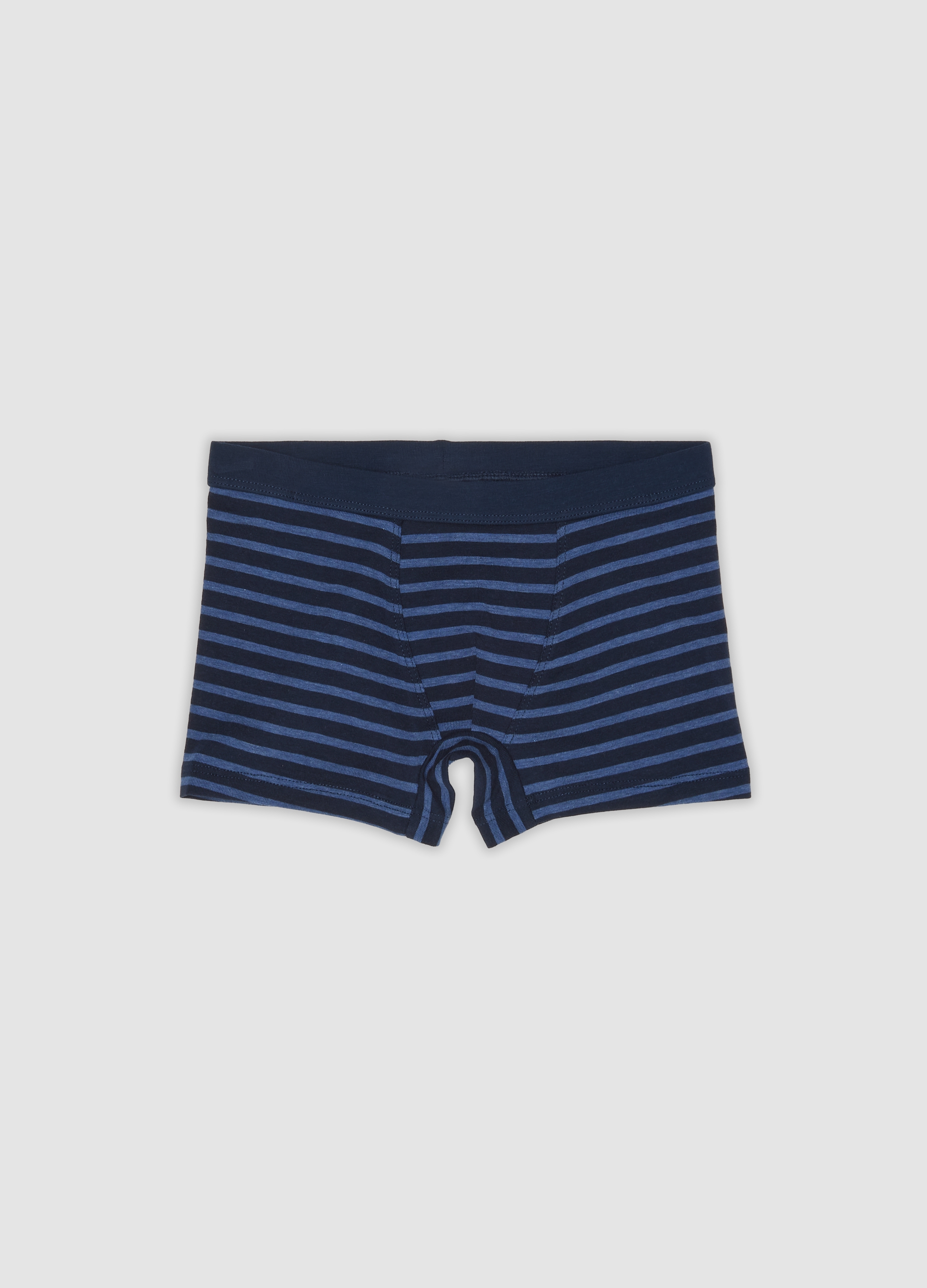 OVS KIDS, Boxer Midi Blu A Righe In Cotone Organico Elasticizzato Per Bambino, Blu, Taglia: 9-10
