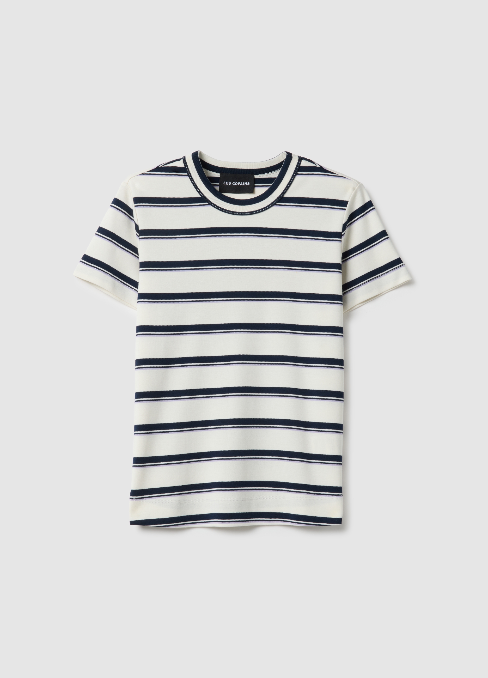 LES COPAINS, Camiseta A Rayas Multicolor De Mezcla De Algodón, Ajuste Regular, Mujer, Blanco/negro, Talla: 42