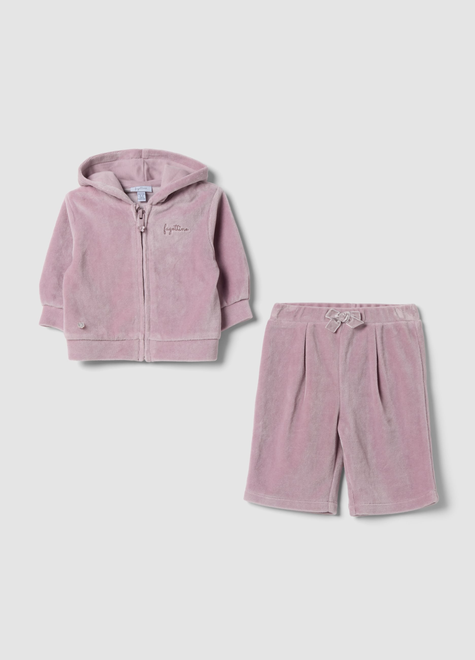 FAGOTTINO, Completo Rosa In Misto Cotone Organico Con Felpa E Pantaloni, Neonata, Rosa, Taglia: 1-3