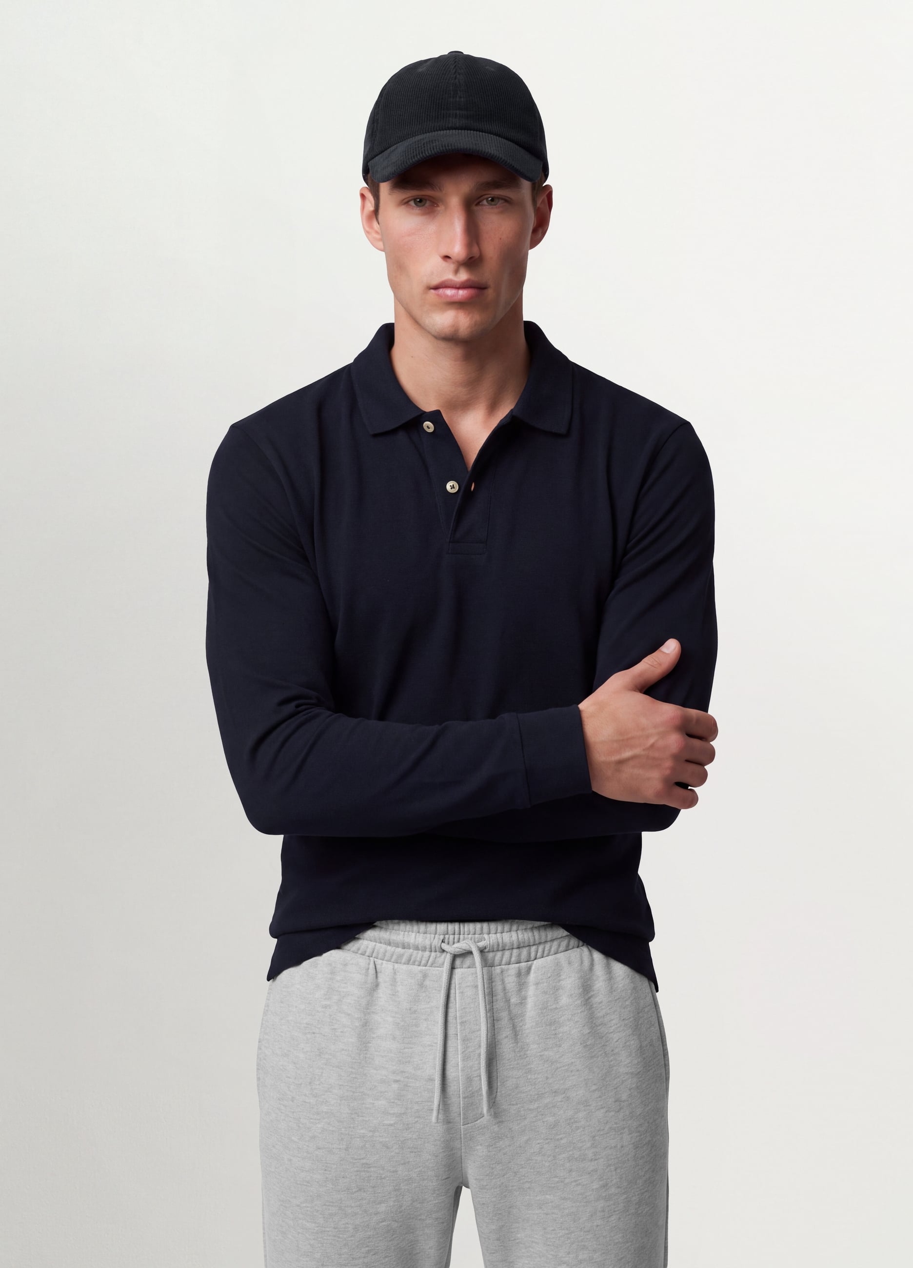 OVS, Polo Blu In Piquet Di Puro Cotone Organico A Maniche Lunghe Regular Fit, Uomo, Blu, Taglia: L