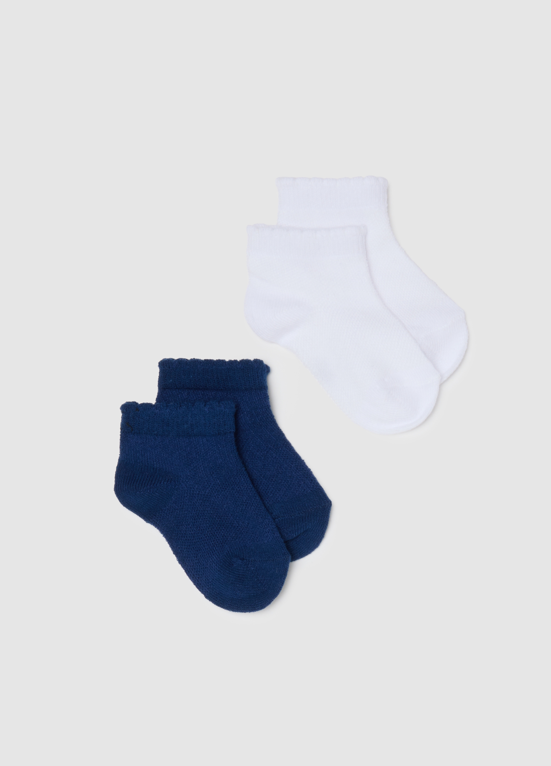 FAGOTTINO, Pack Doble De Calcetines Cortos Multicolor De Mezcla De Algodón Para Bebé Ajuste Regular, Niña, Blanco/azul, Talla: 24-30