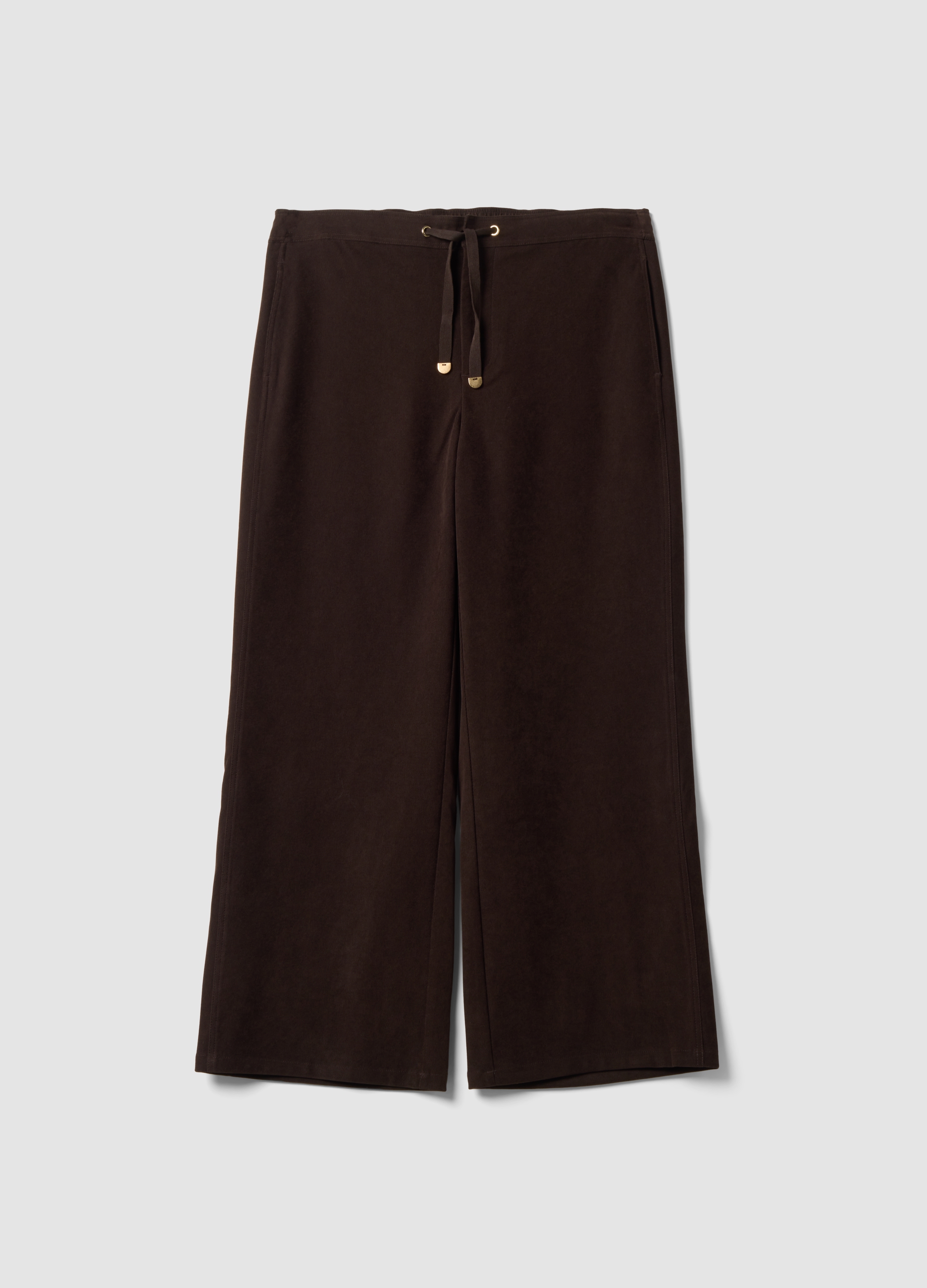 MYA, Jogger Marroni Wide Leg In Tessuto Elasticizzato, Donna, Marrone, Taglia: M