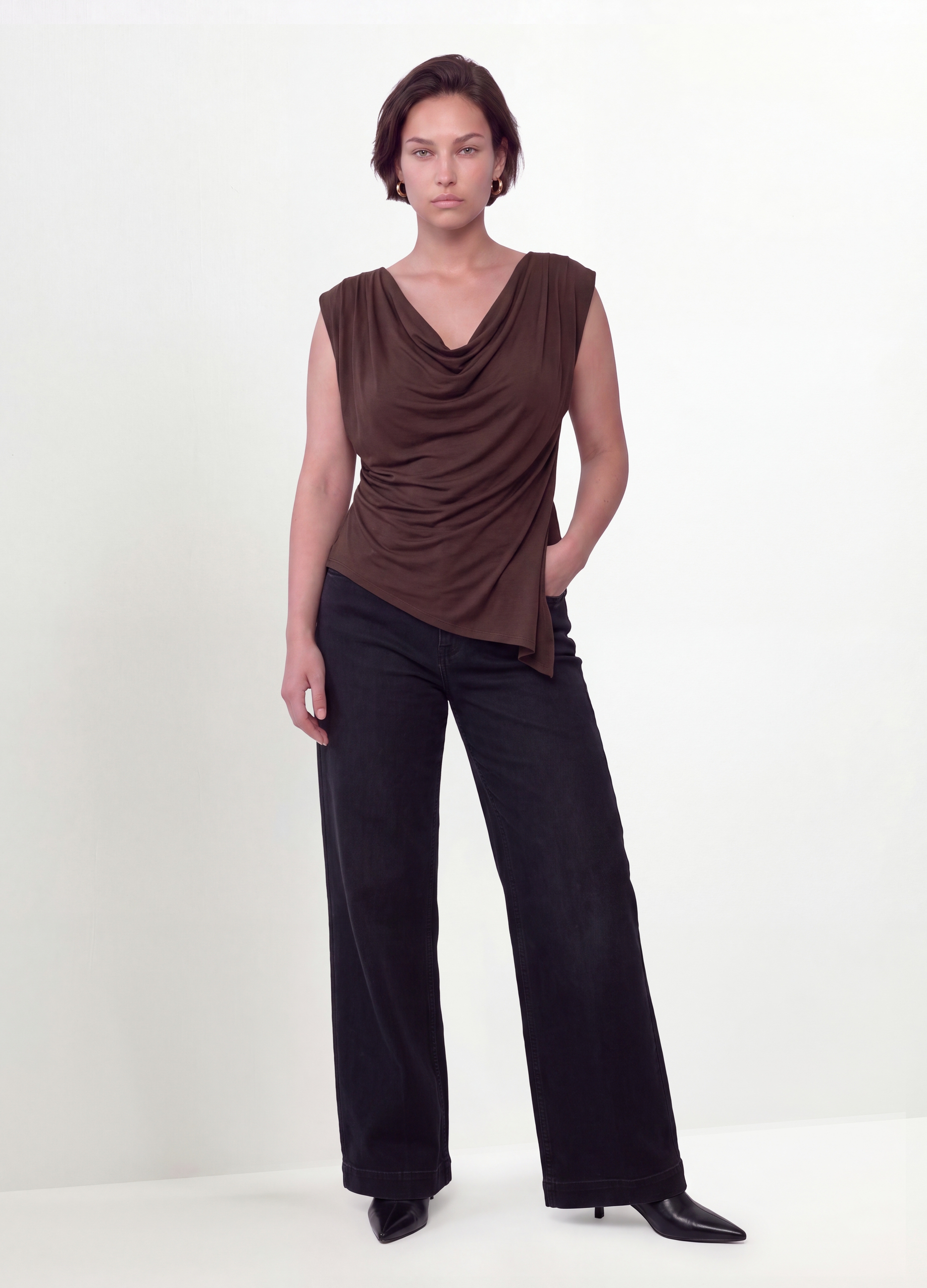 MYA, Jeans Denim Nero In Cotone E Viscosa Elasticizzata Bootcut Fit, Donna, Nero, Taglia: 45