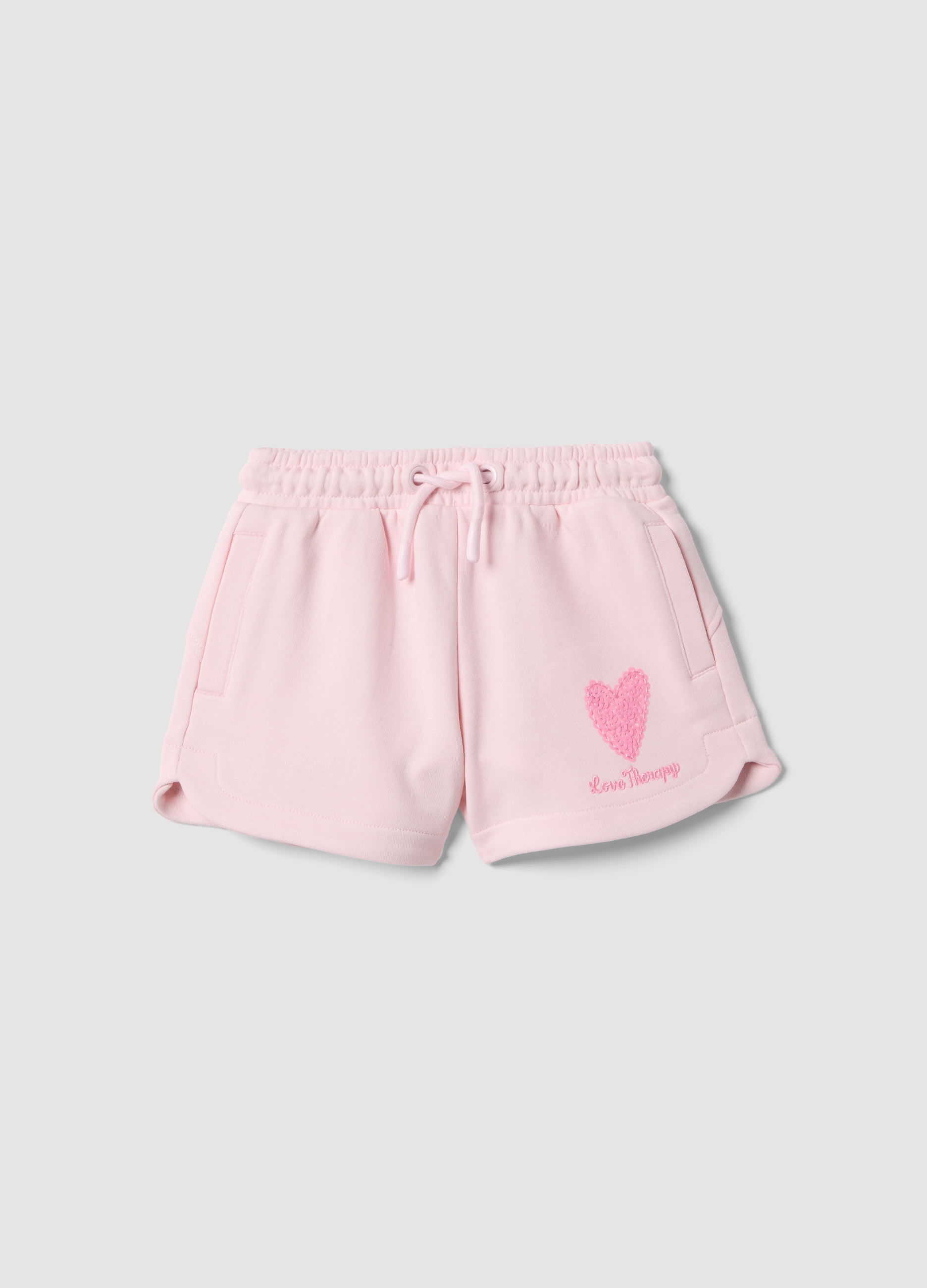 LOVE THERAPY, Short Rosa Para Niña En Mezcla De Algodón, Ajuste Regular Con Corazón, Niña, Rosa Claro, Talla: 9-10