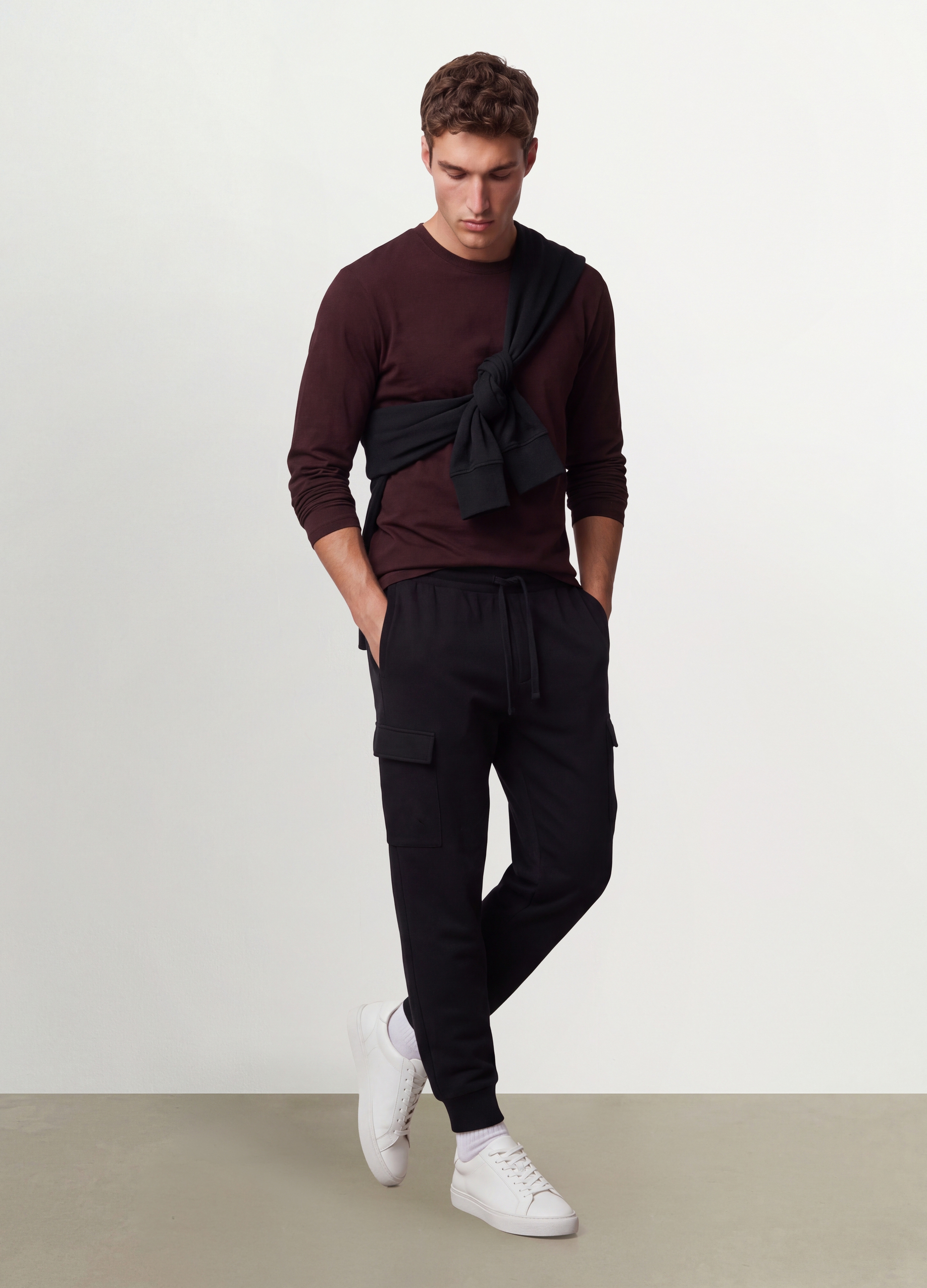 OVS, T-shirt Marrone A Maniche Lunghe In Puro Cotone Organico Con Girocollo, Uomo, Marrone, Taglia: M