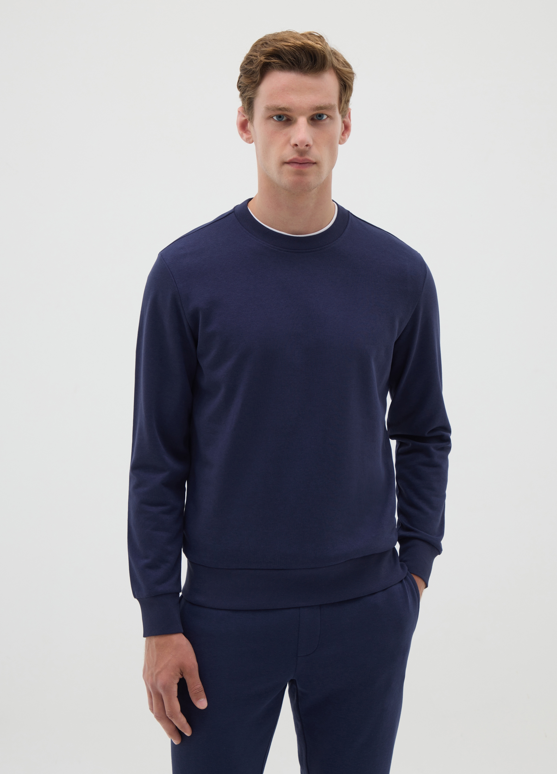 Felpa Girocollo Blu, Hombre, Azul marino, Talla: XXL