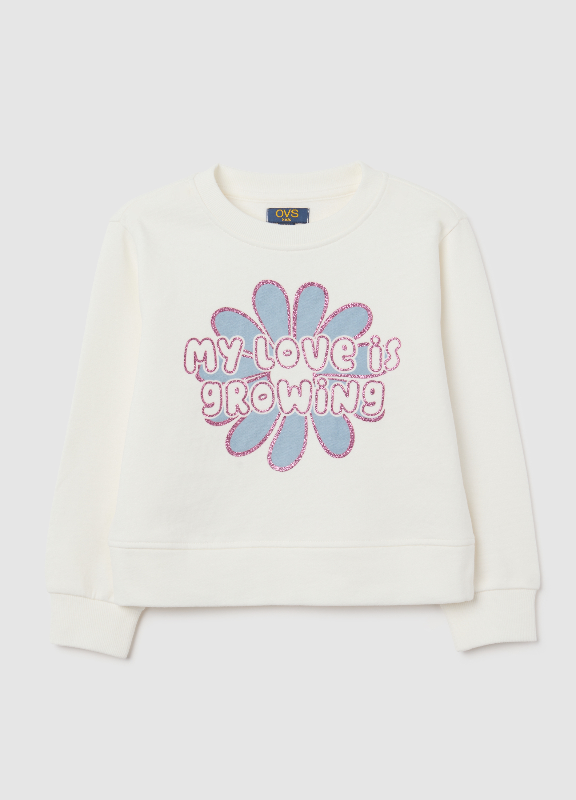 Sudadera Blanca De Niña De Algodón Puro Corte Regular, Niña, Blanco óptico, Talla: 8-9