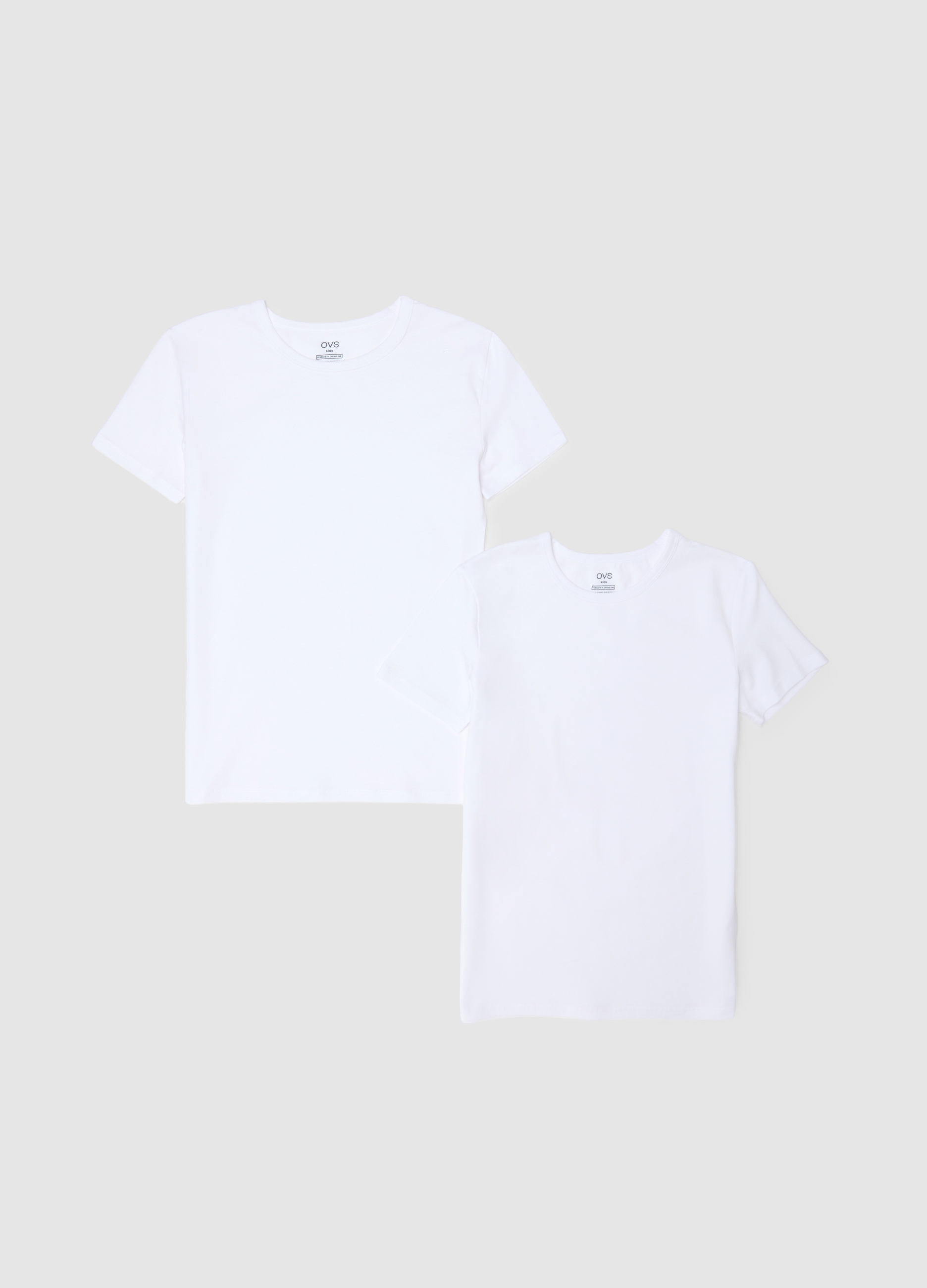 OVS KIDS, Bipack T-shirt In Cotone Elasticizzato Bianco Da Bambino Regular Fit, Unisex, Bianco, Taglia: 14-15