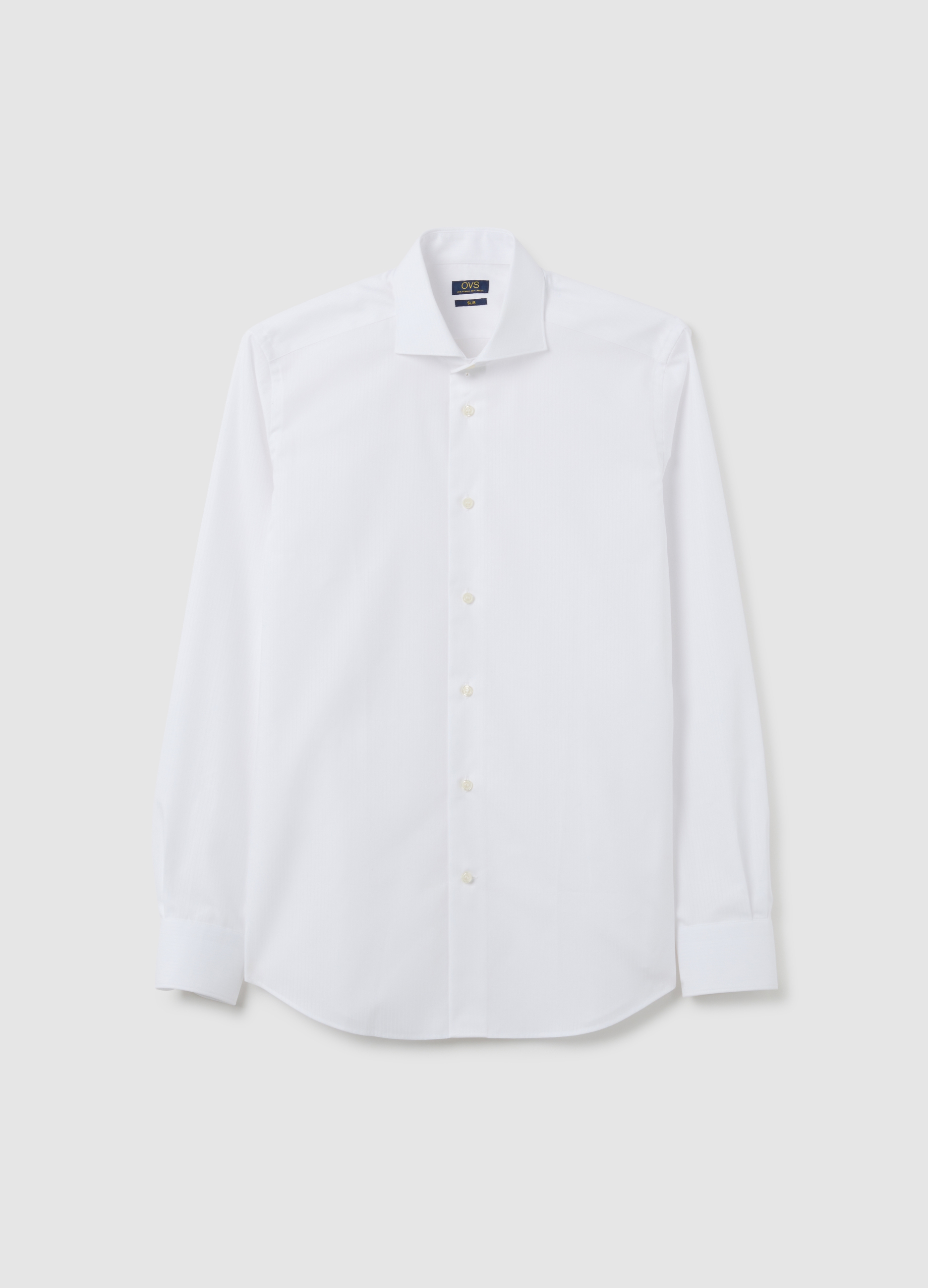 Camisa Blanca Ajustada De Puro Algodón, Hombre, Blanco óptico, Talla: 41