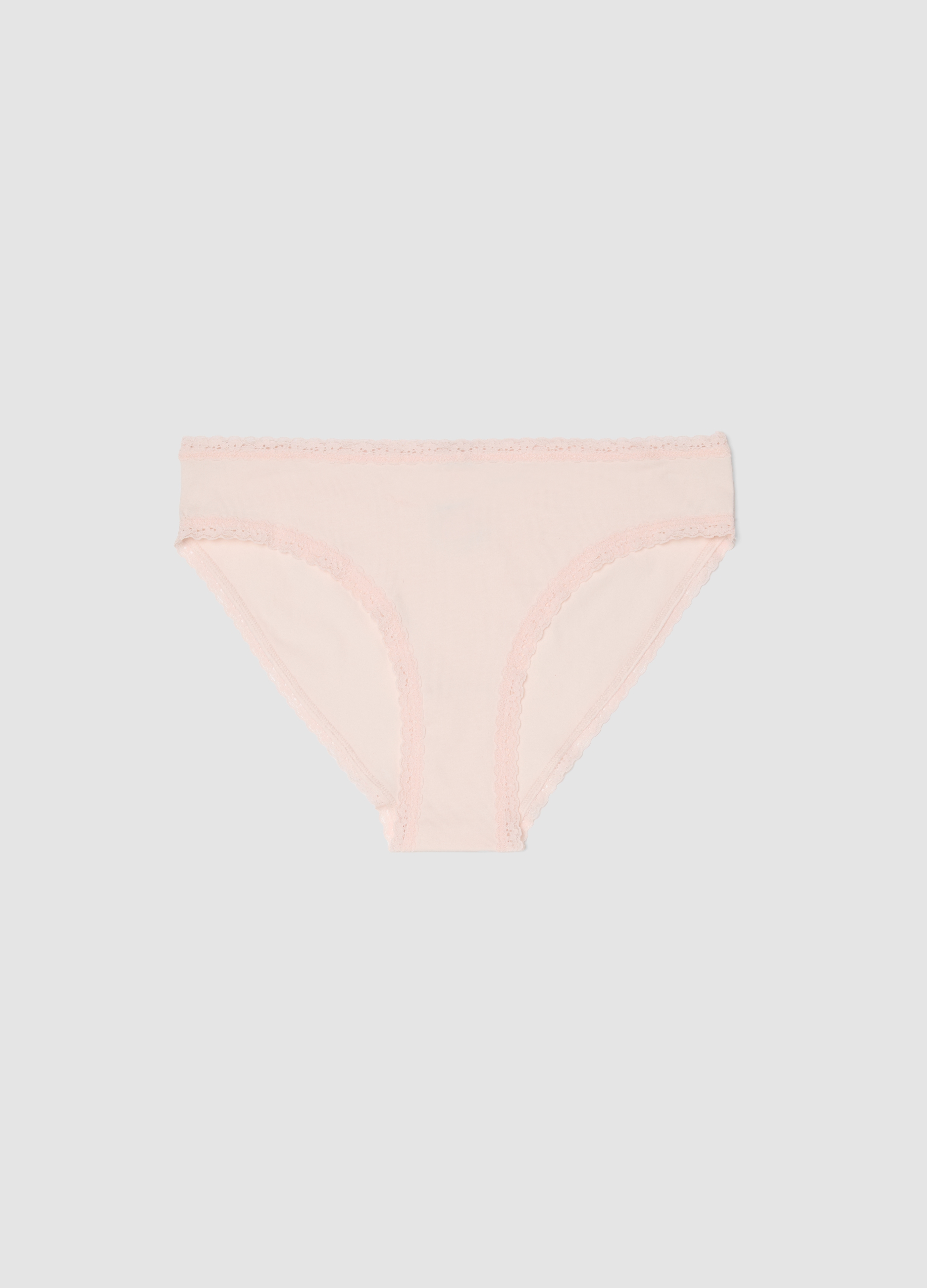 Bragas Rosas De Algodón Elástico Corte Regular Con Detalles De Encaje, Mujer, Rosa Claro, Talla: 4