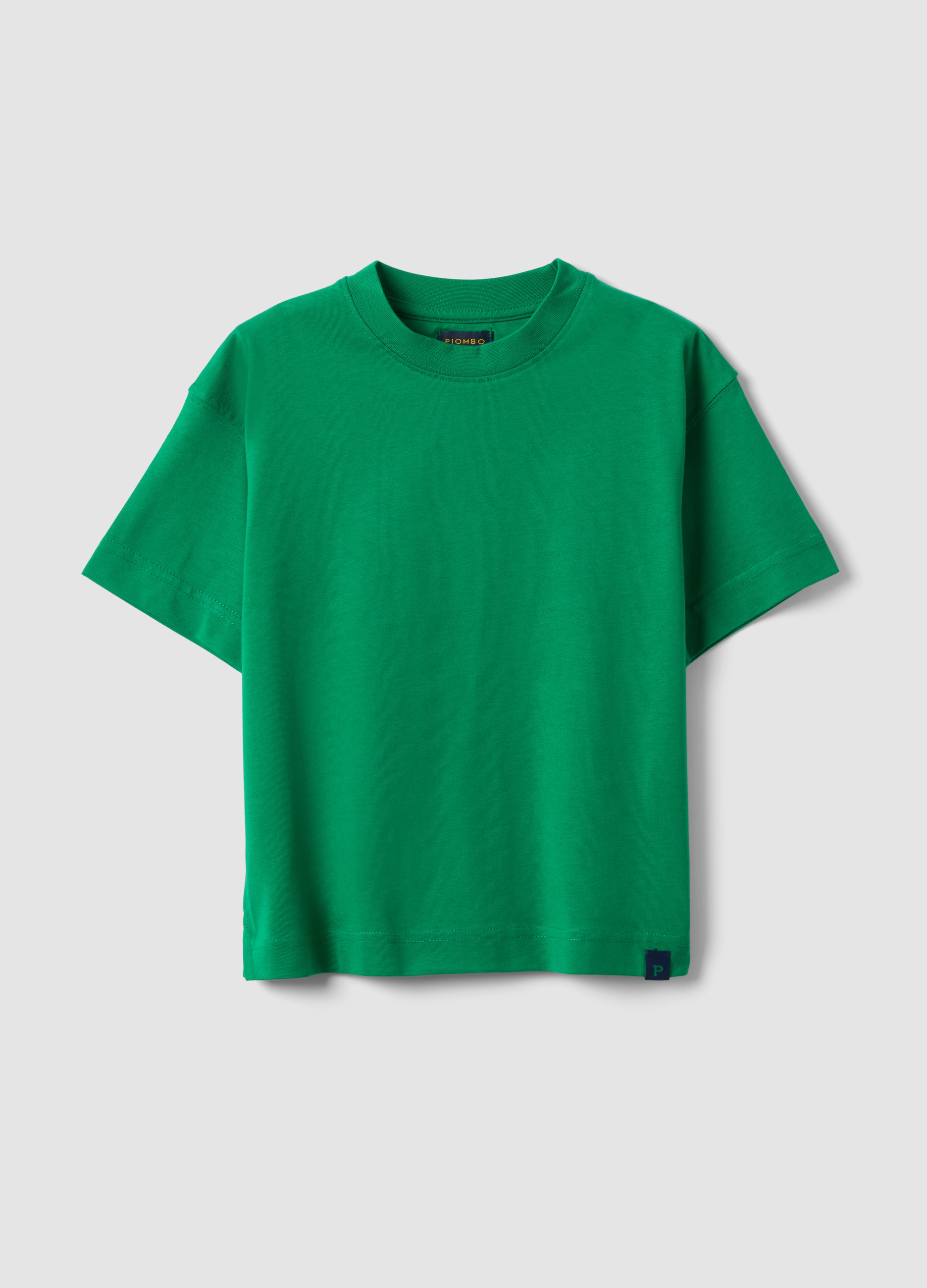 PIOMBO KIDS, Camiseta Infantil Verde De Algodón Puro Fit Oversize, Niño, Verde bosque, Talla: 10