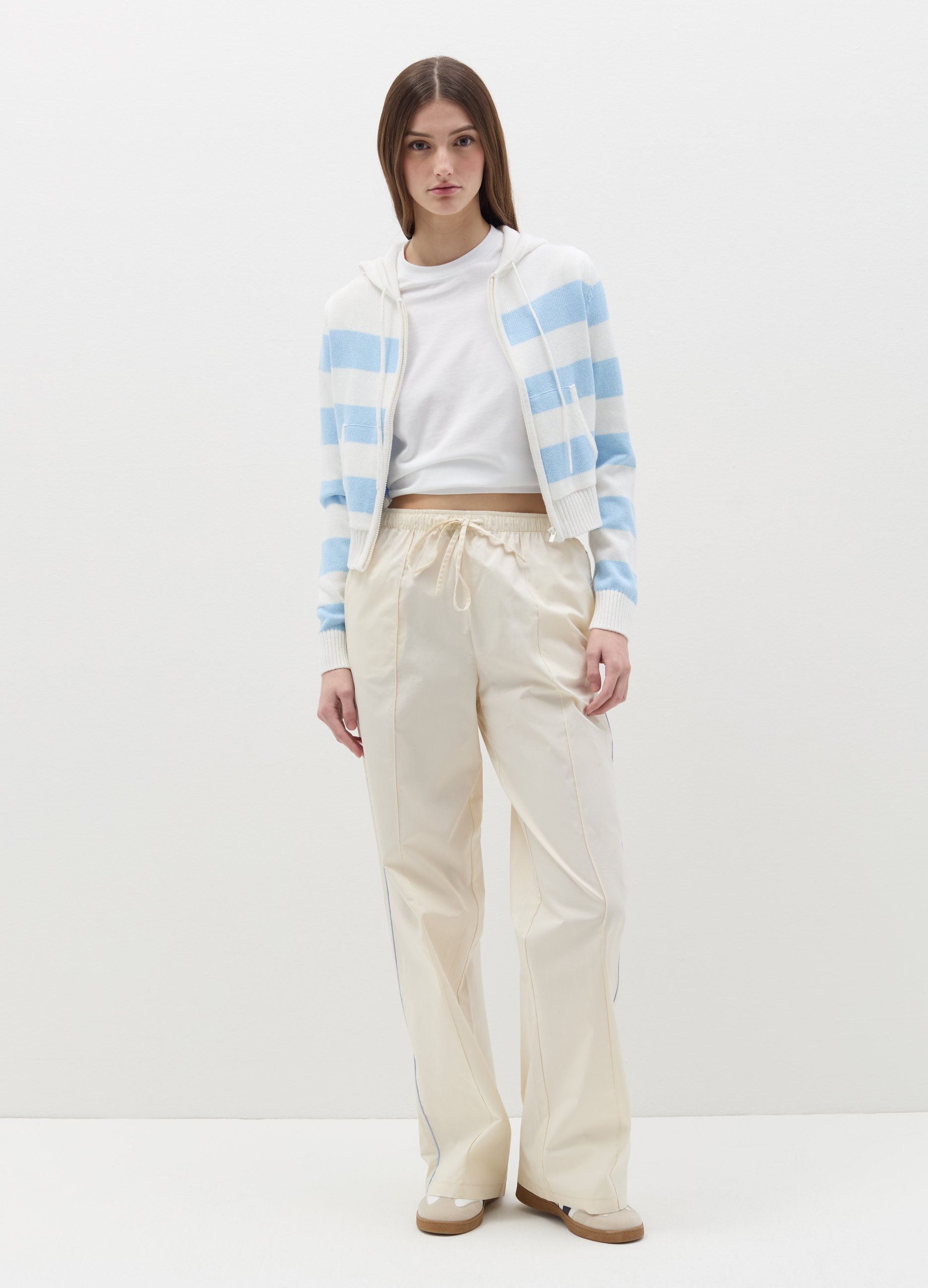 B.ANGEL, Cárdigan Con Cremallera Con Capucha, Mujer, Blanco/azul claro, Talla: 36