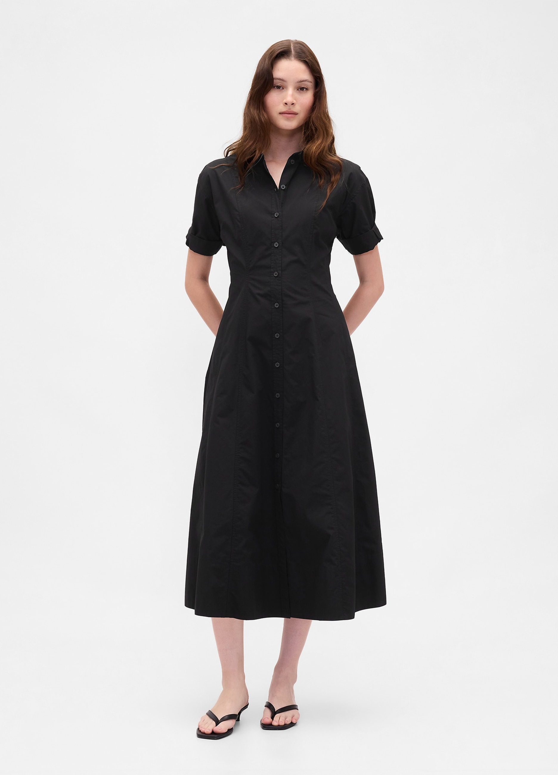 GAP, Abito In Cotone A Maniche Corte, Donna, Nero, Taglia: XS