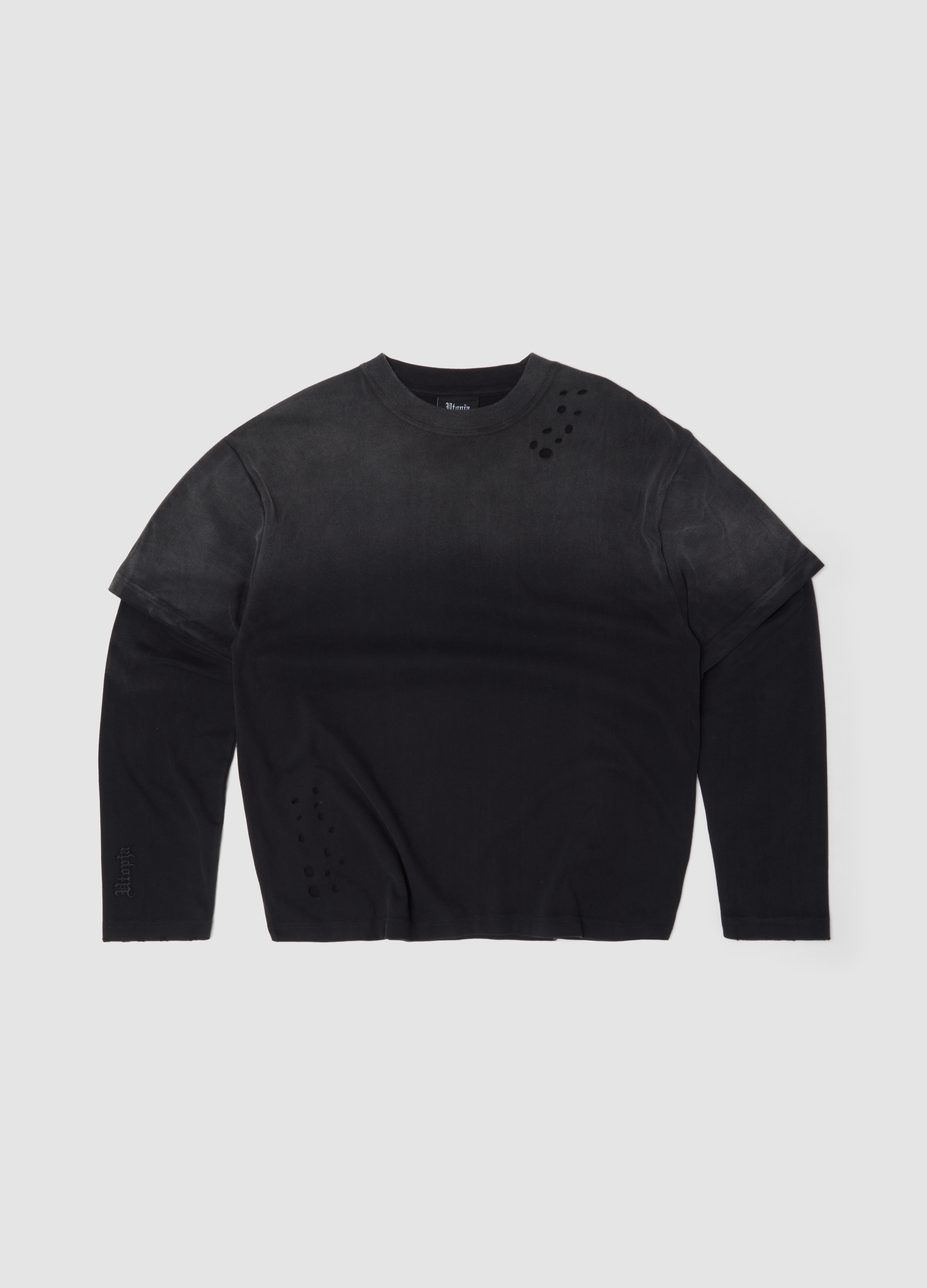 UTOPJA, Double Longsleeve Sunfaded Black, Uomo, Nero, Taglia: L