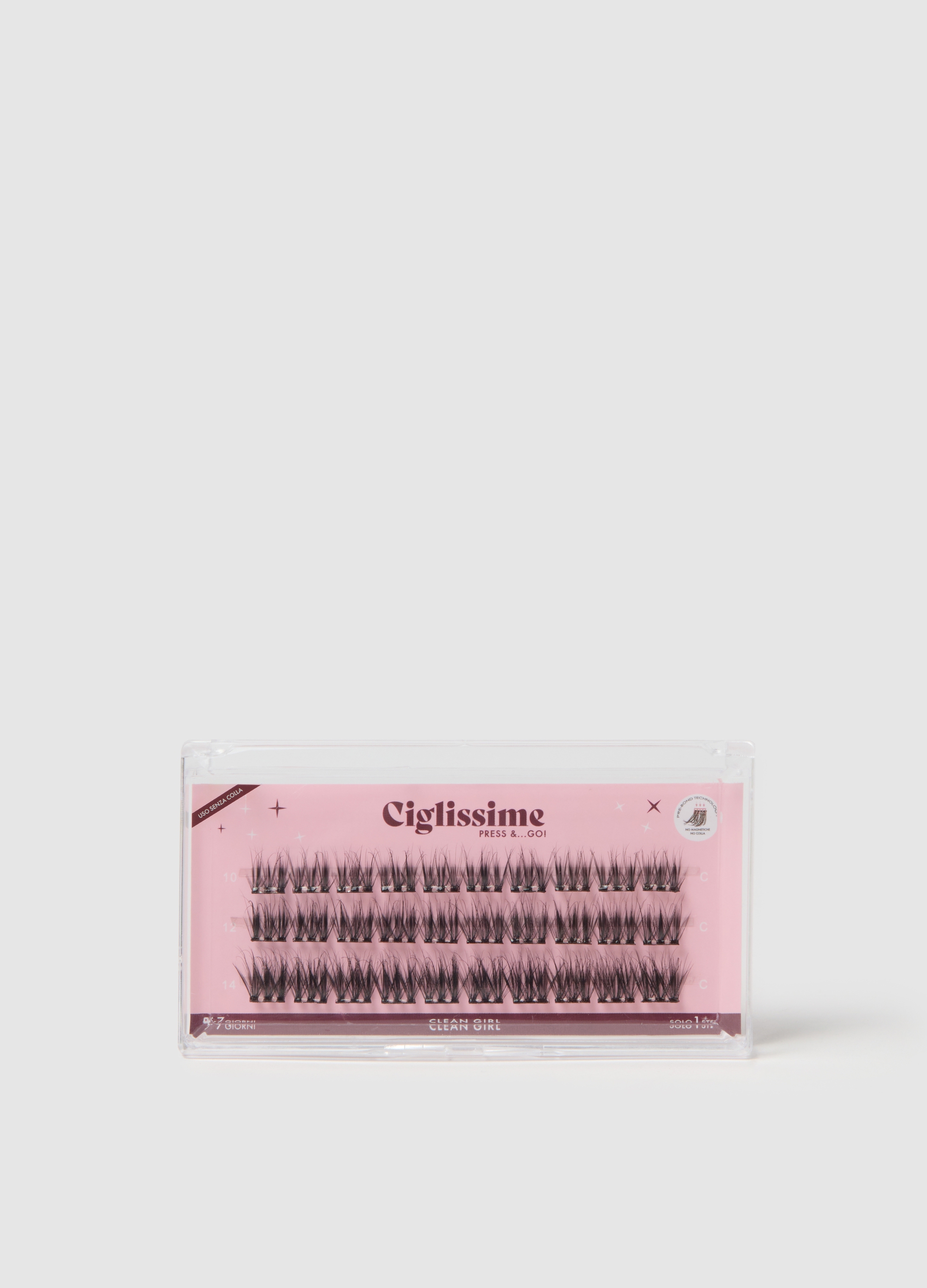 CIGLISSIME, Confezione Di Ciglia Press&go Stile Clean Girl, Donna, Nero, Taglia: FASUL