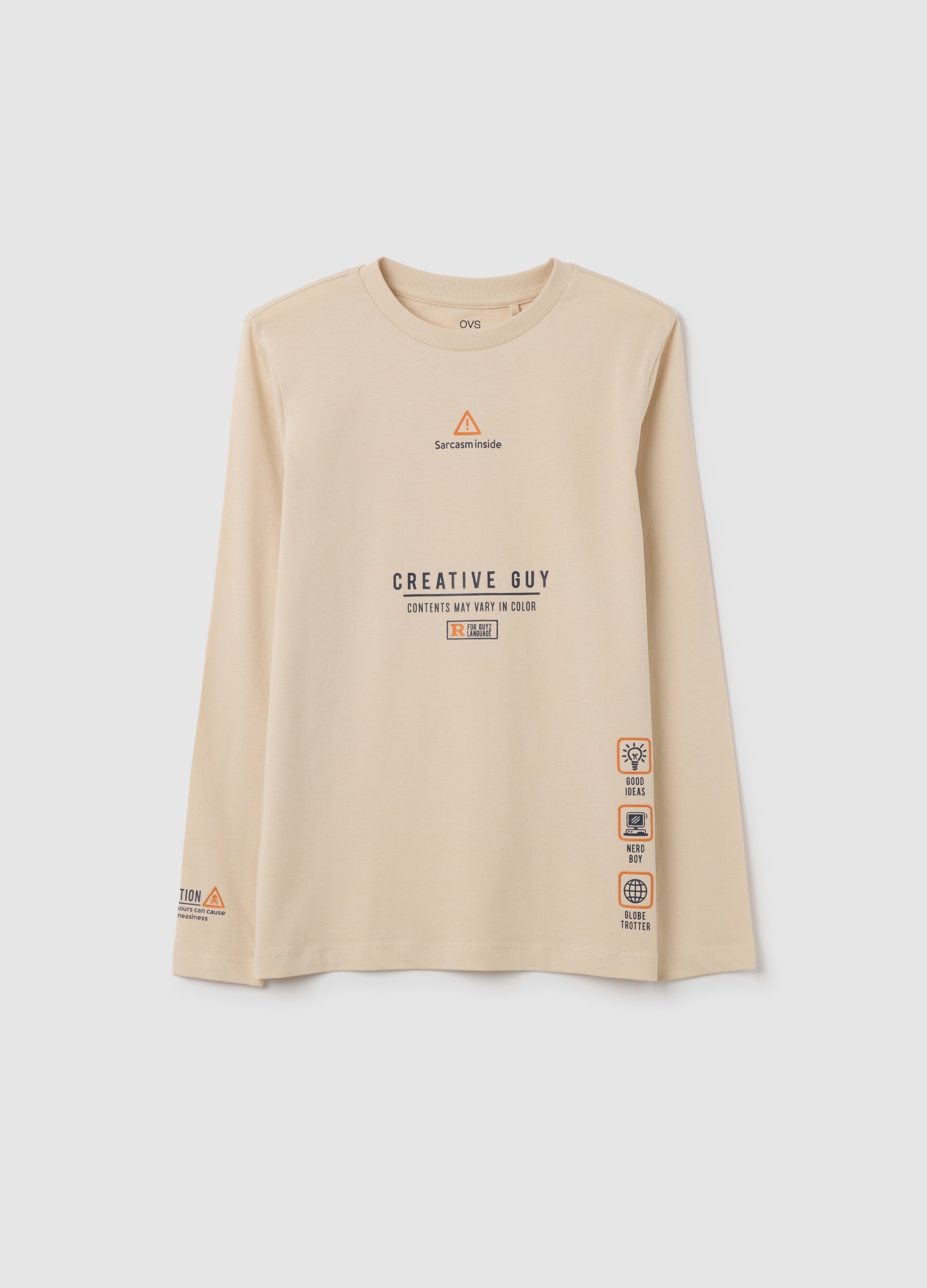 OVS, Jungen T-shirt Aus Beigem Baumwolle, Regular Fit, Junge, Hellbeige, Größe: 10-11