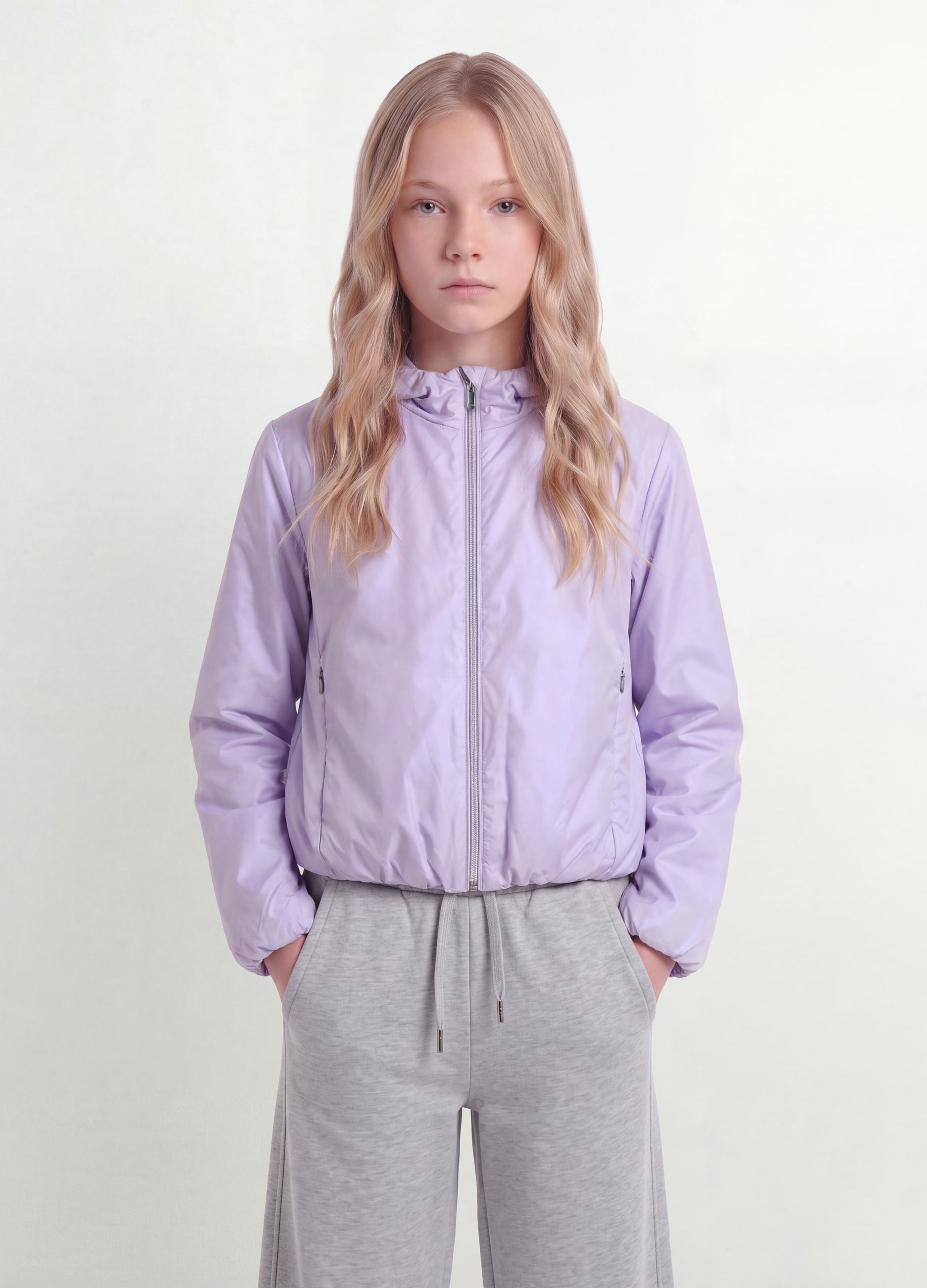OVS KIDS, Giacca Antipioggia Viola Con Cappuccio E Zip Per Ragazza, Bambina, Viola, Taglia: 13-14
