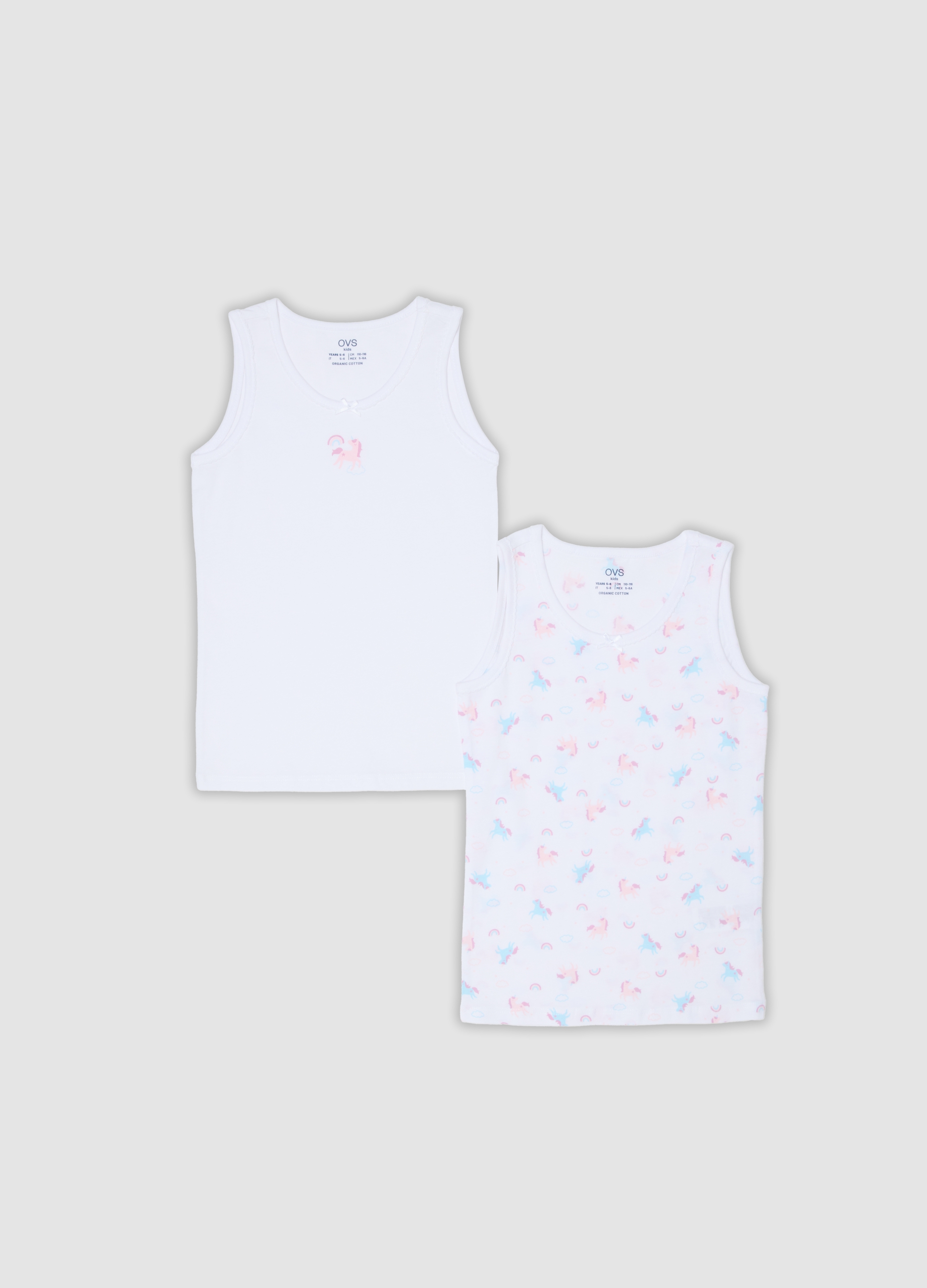 OVS KIDS, Bipack Di Canotte Bianche In Cotone Organico Regular Fit Per Bambine, Bambina, Bianco, Taglia: 5-6
