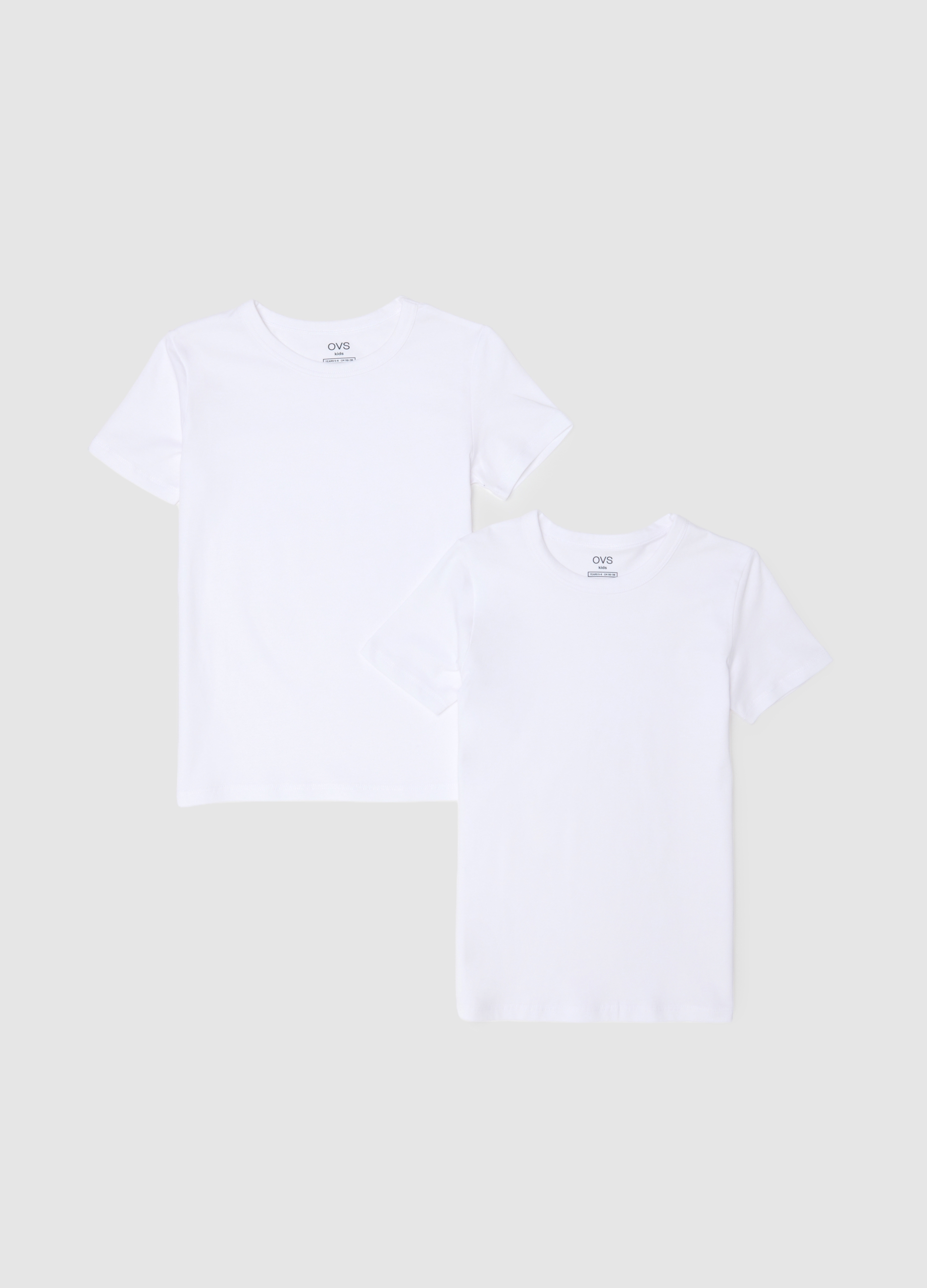 OVS KIDS, Bipack T-shirt In Cotone Elasticizzato Bianco Da Bambino Regular Fit, Unisex, Bianco, Taglia: 9-10