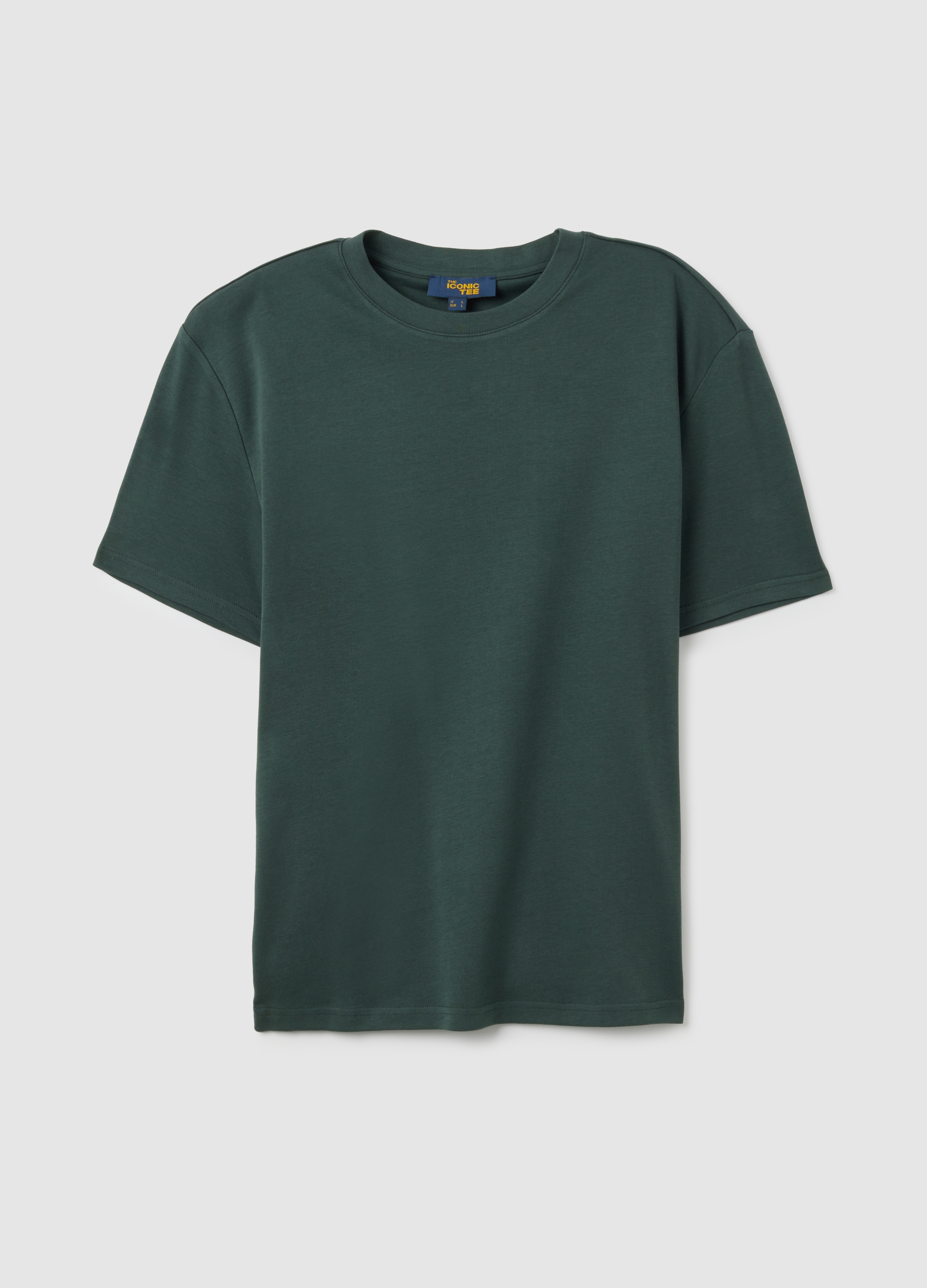T-shirt In Puro Cotone Verde Relaxed Fit, Hombre, Verde oscuro, Talla: M