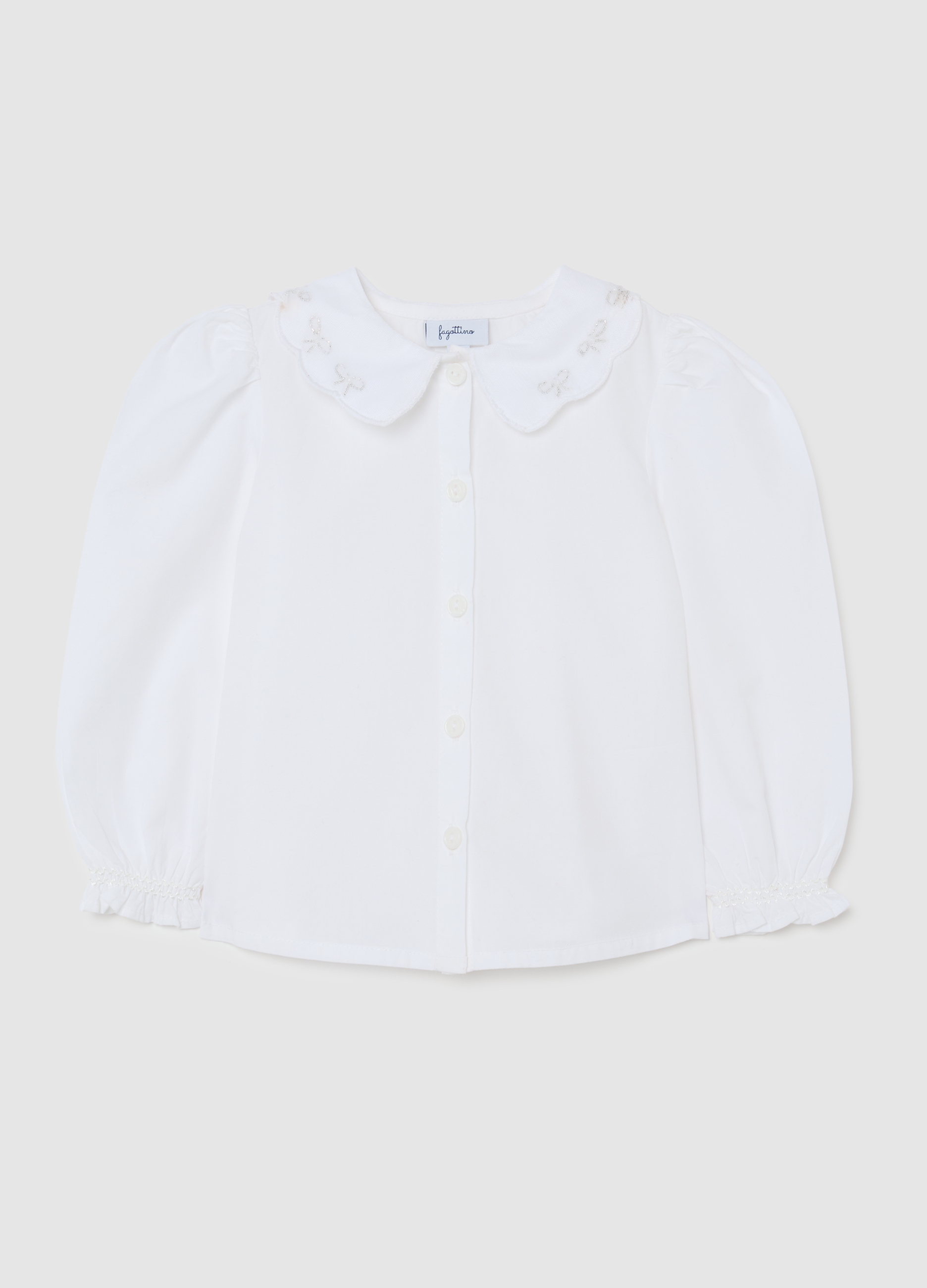 FAGOTTINO, Camicetta Da Bimba In Puro Cotone Bianca Regular Fit Con Colletto, Bambina, Bianco, Taglia: 30-36