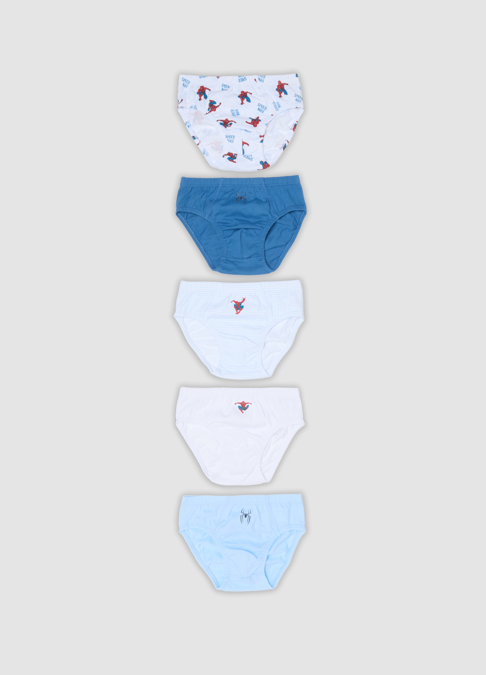 MARVEL, Multipack Di Cinque Slip Multicolor In Puro Cotone Organico Con Stampa Marvel Spider-man, Bambino, Multicolor, Taglia: 3-4