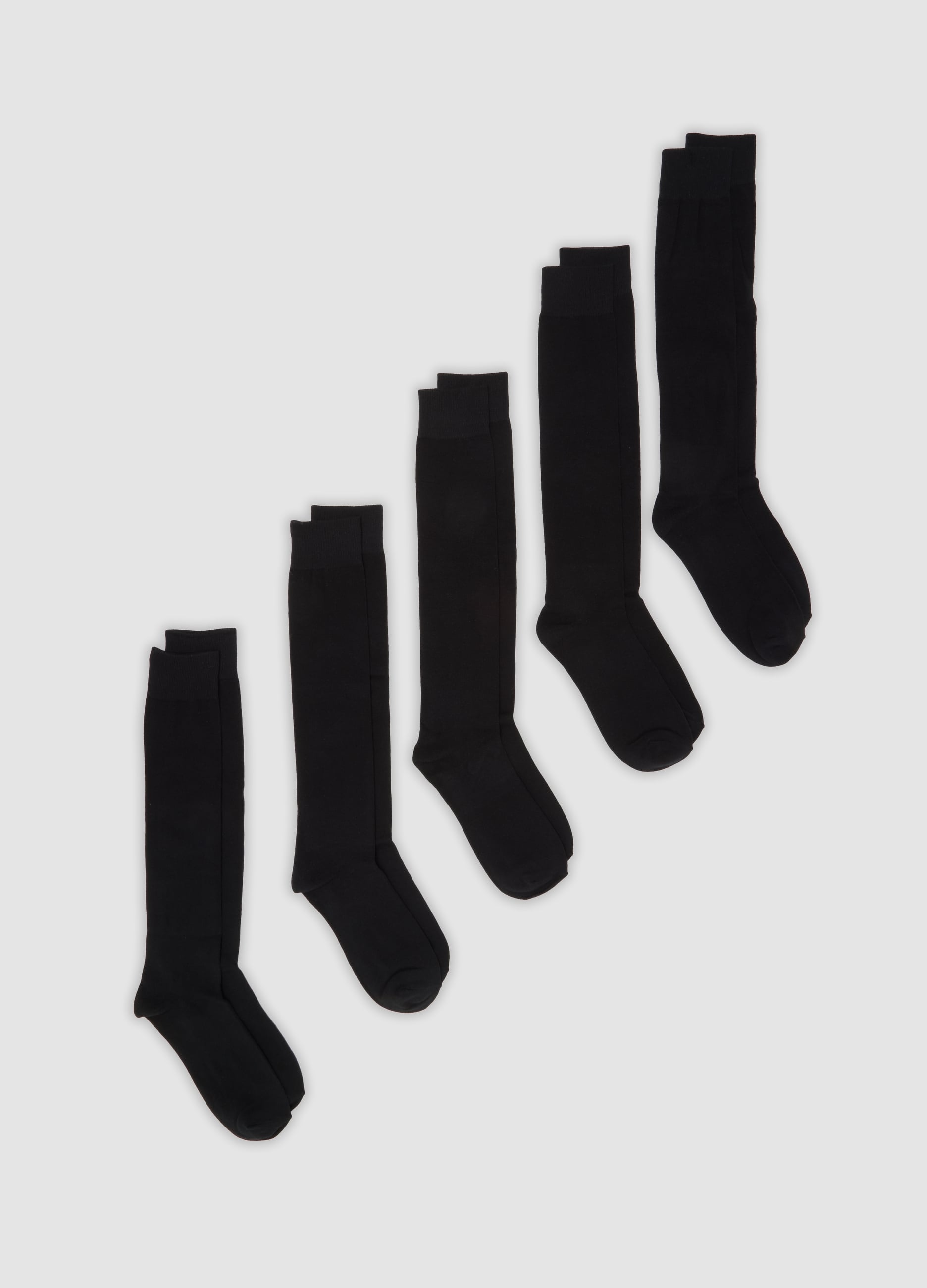 OVS, Multipack Di Cinque Calze Lunghe Nere In Cotone Organico Elasticizzato, Uomo, Nero, Taglia: 38-42
