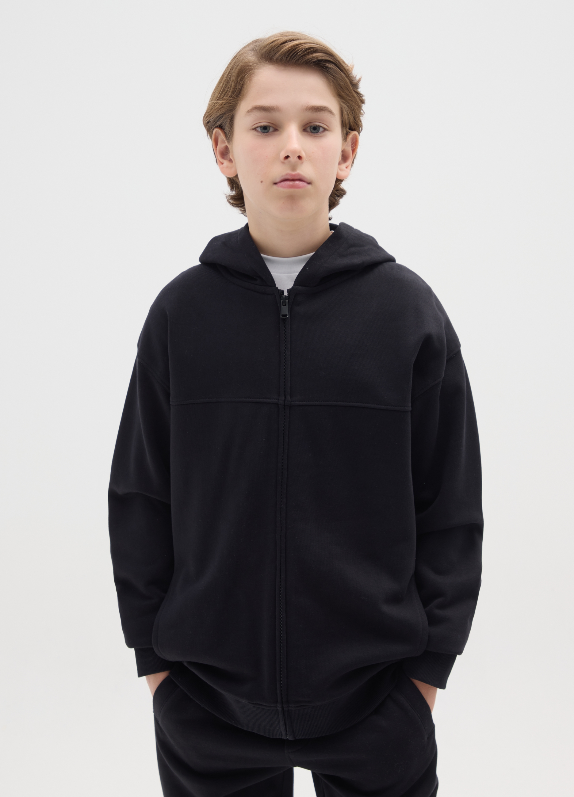 OVS KIDS, Felpa Da Ragazzo In Puro Cotone Nero Regular Fit, Bambino, Nero, Taglia: 10-11