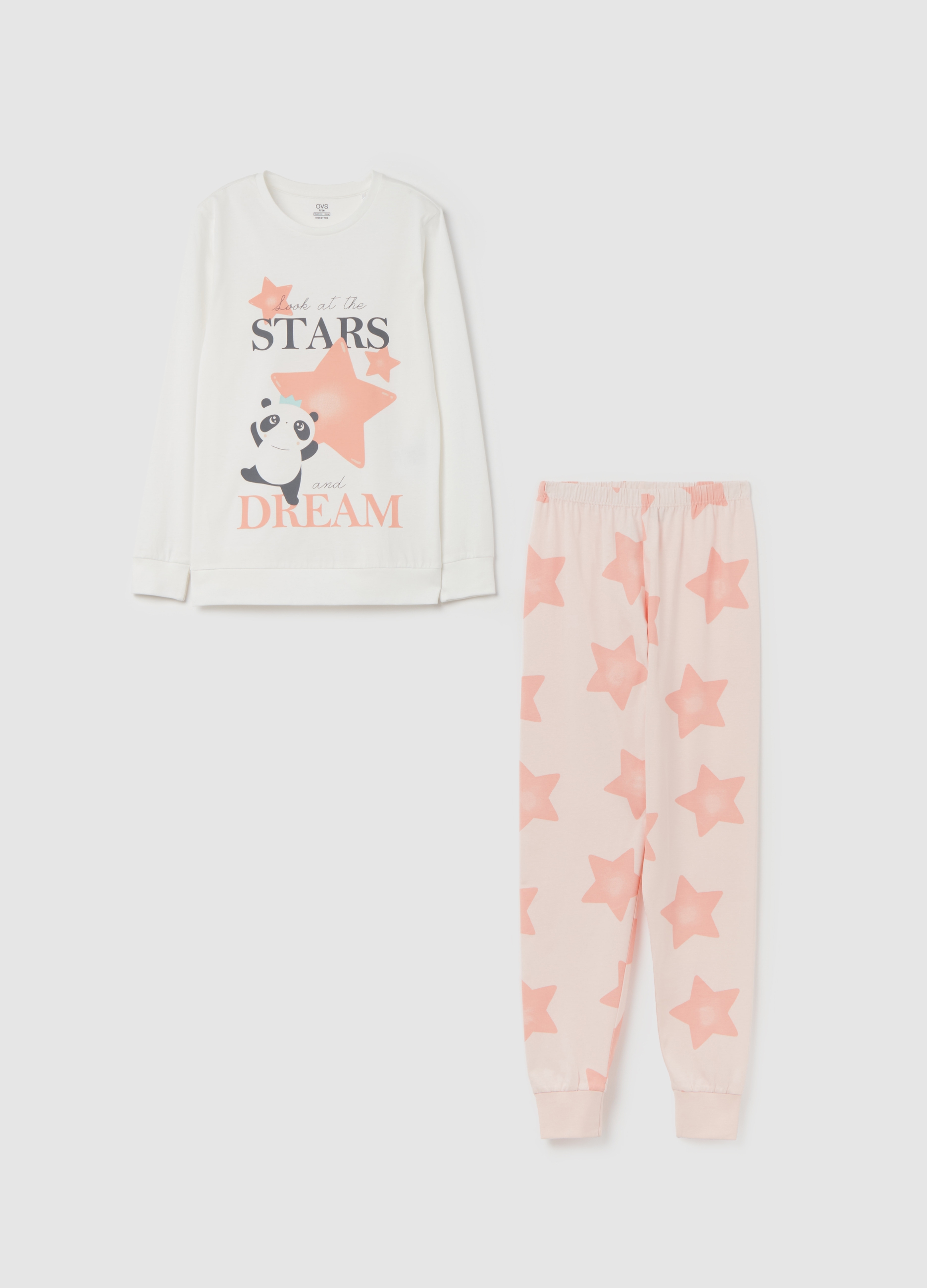 Pijama De Algodón Orgánico Con Estampado, Niña, Blanco/rosa, Talla: 13-14