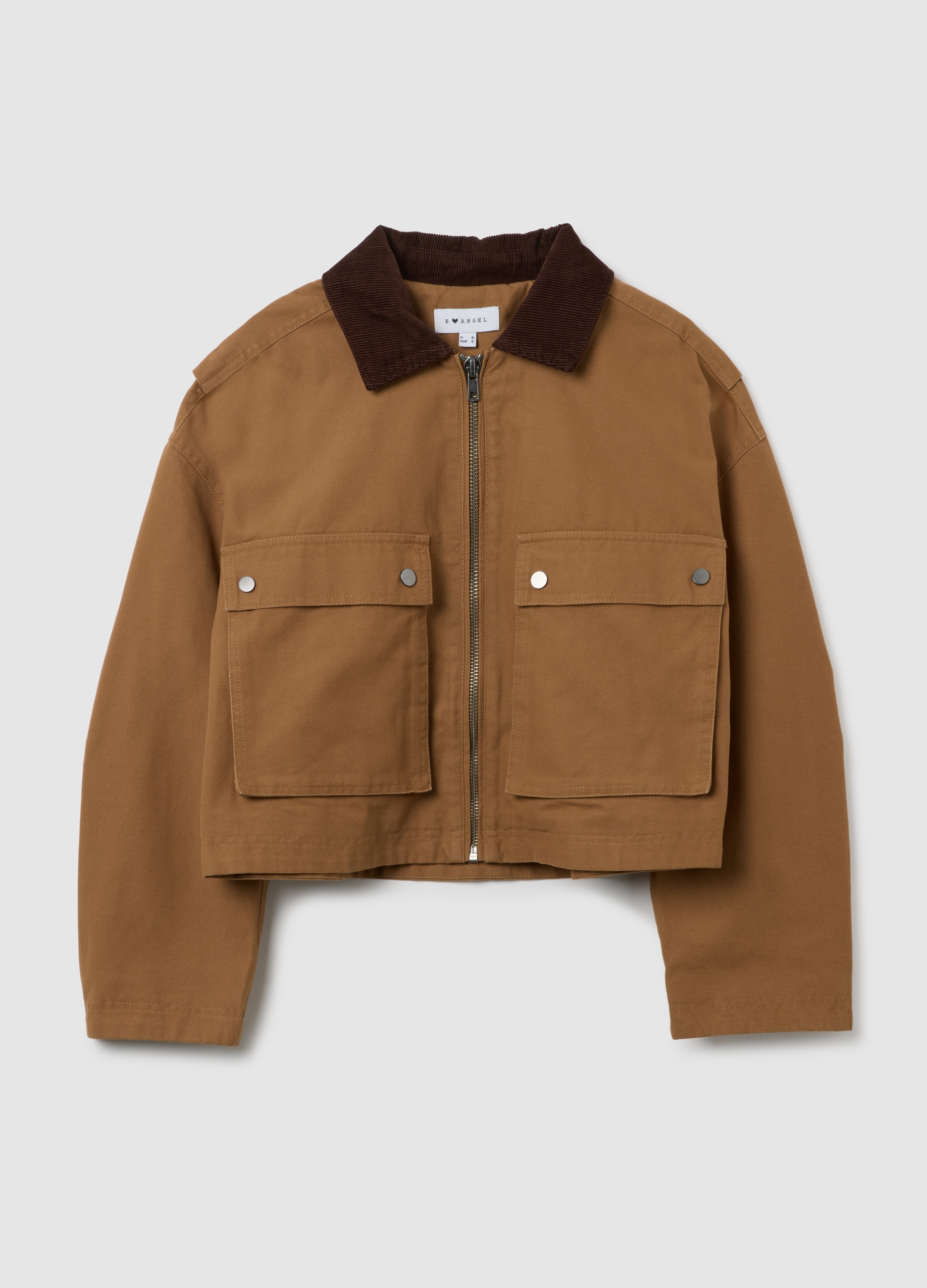 Giacca In Puro Cotone Marrone Regular Fit, Mujer, Marrón claro, Talla: S