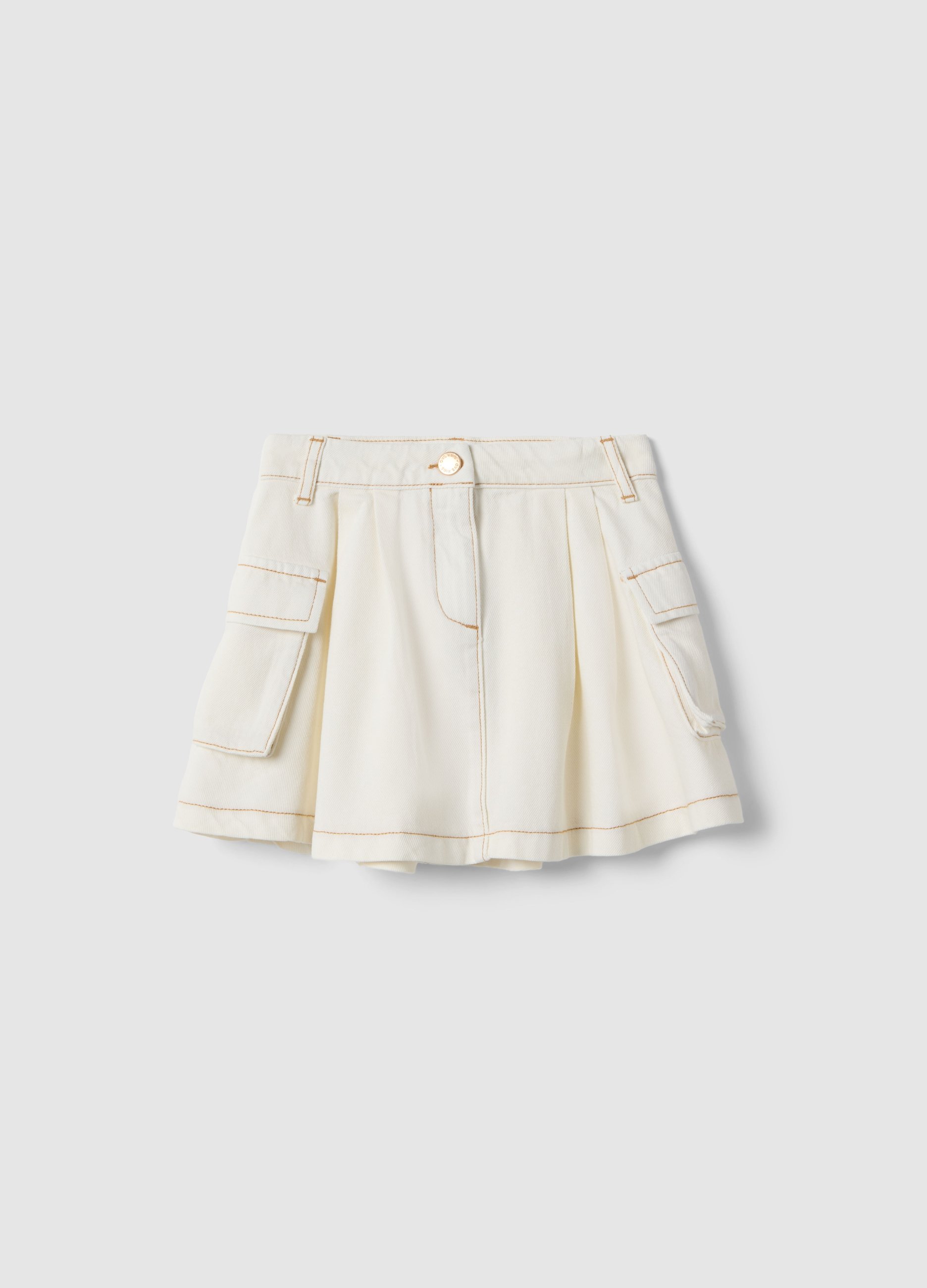 OVS KIDS, Falda Blanca De Puro Algodón Ajuste Regular Con Bolsillos Para Niñas, Niña, Blanco suave, Talla: 5-6