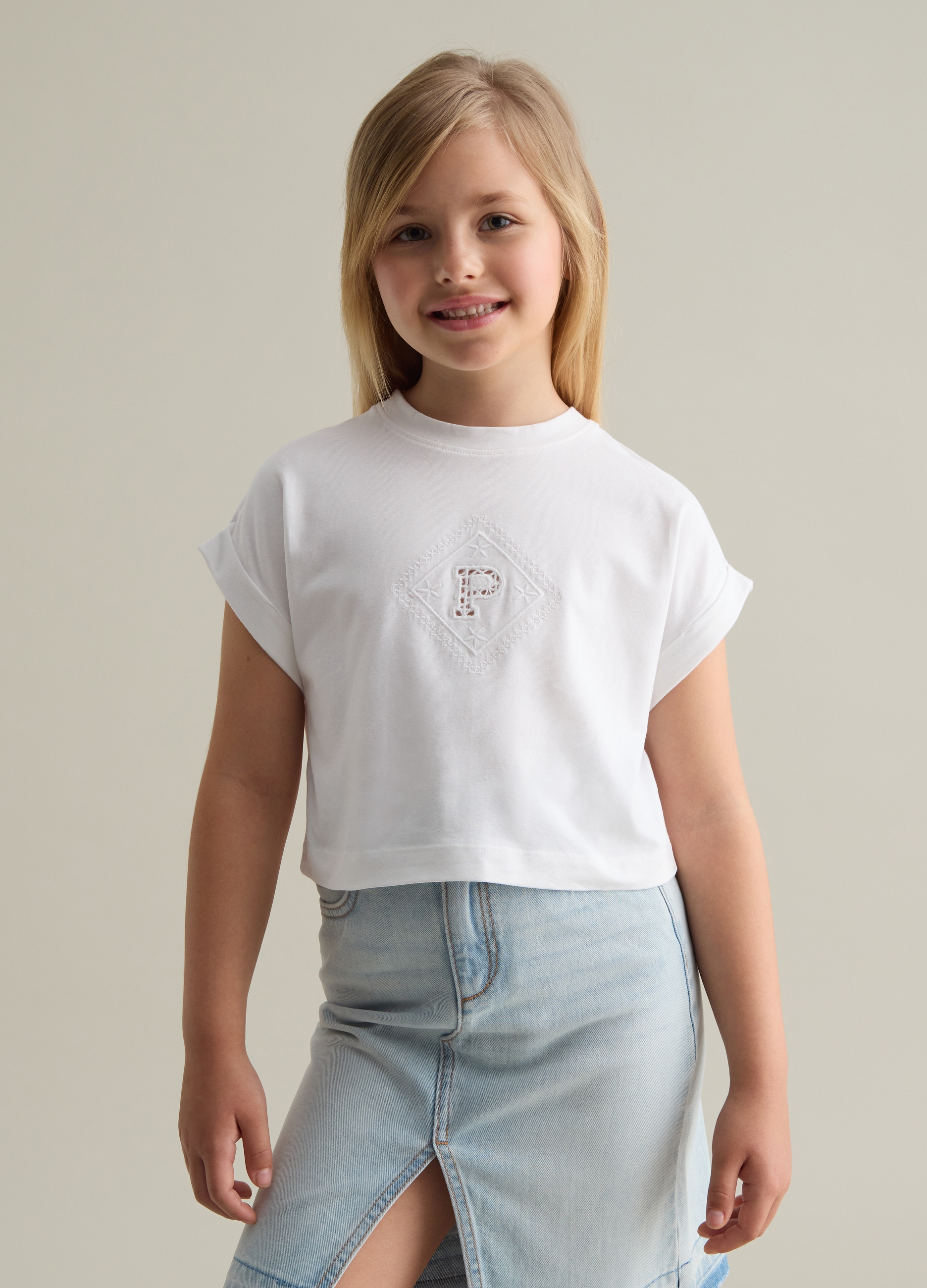 OVS, T-shirt Da Bambina In Cotone Elasticizzato Bianca, Bianco, Taglia: 4