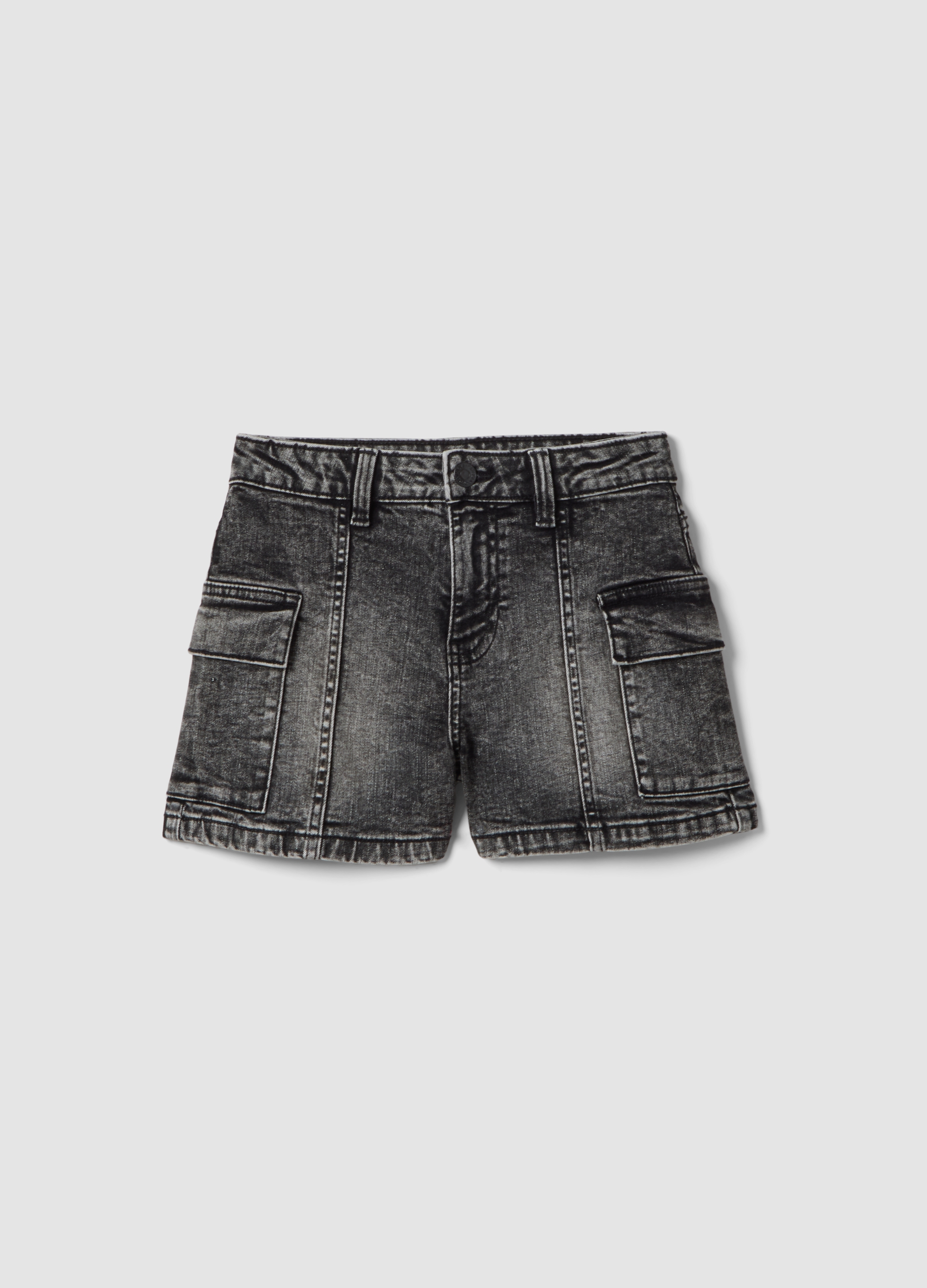 REPUBLIC OF DENIM, Short Vaquero Cargo Gris Para Niña Slim Fit En Algodón Elástico, Niña, Gris oscuro, Talla: 11-12