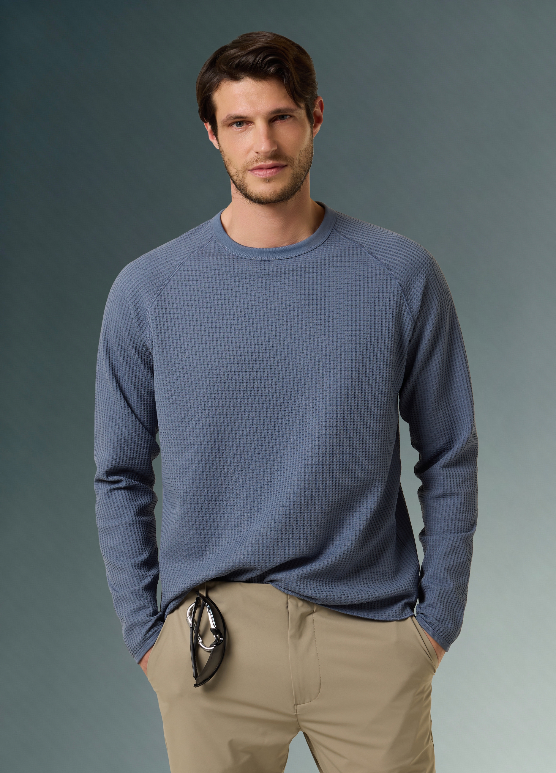 ALTAVIA, Camiseta De Manga Larga Altavia Con Deborah Compagnoni, Hombre, Azul chambray, Talla: XL