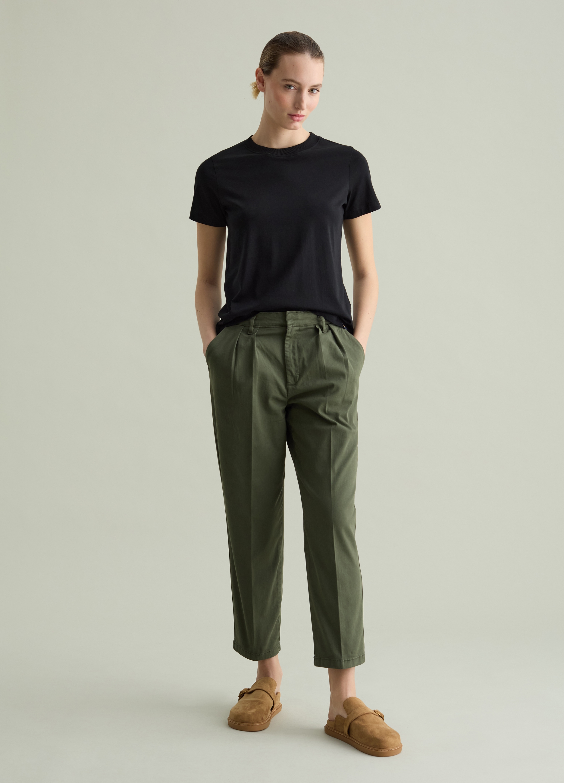 PIOMBO, T-shirt Girocollo In Cotone, Donna, Nero, Taglia: XS