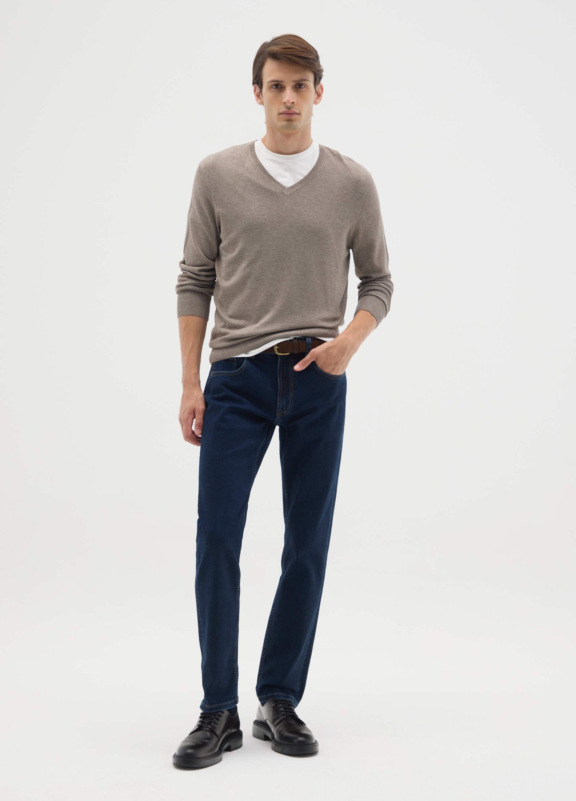 Suéter Beige Mezcla De Ajuste Regular, Hombre, Beige Claro, Talla: S