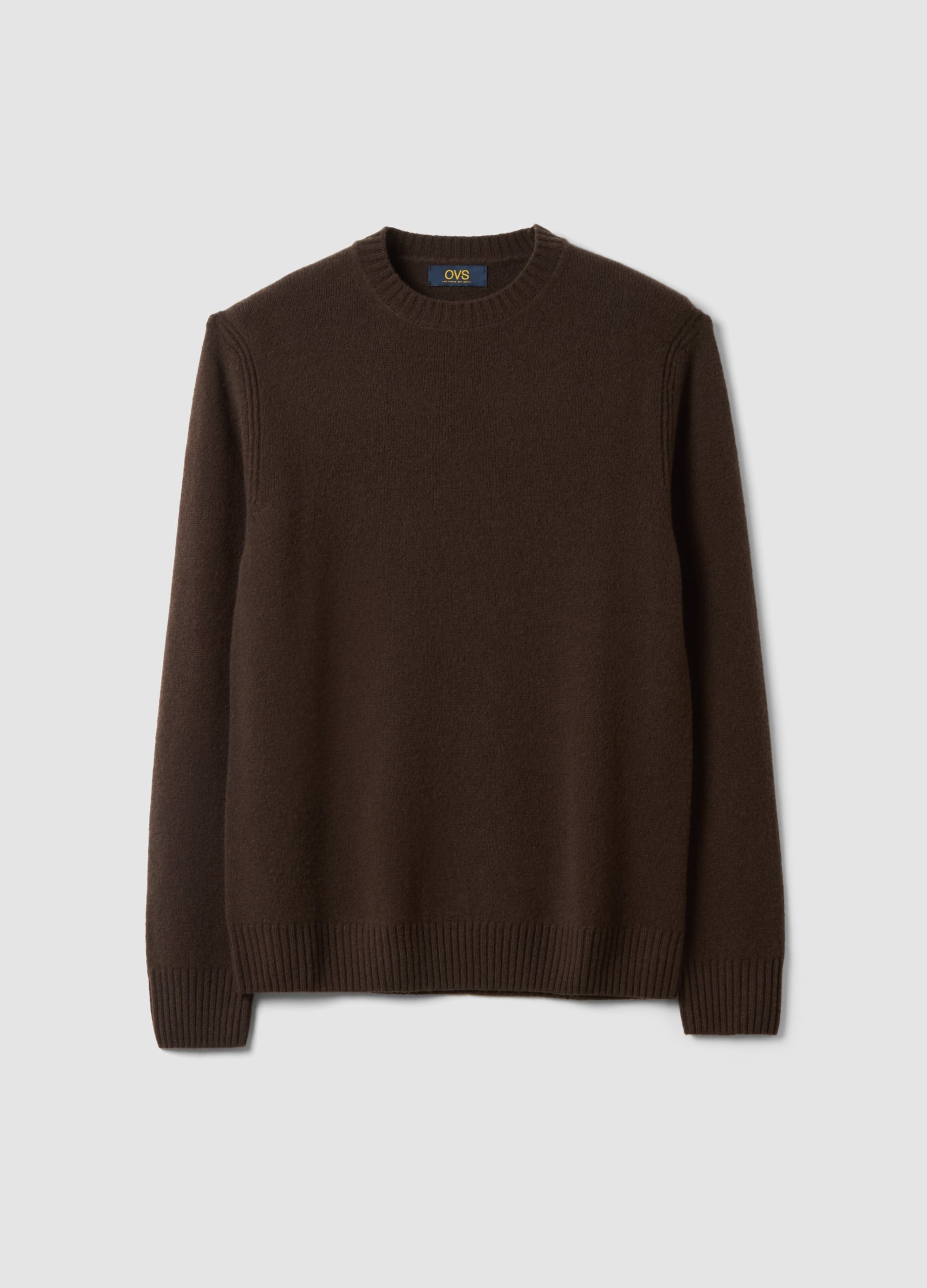 OVS, Maglia Marrone Girocollo In Misto Lana Regular Fit, Uomo, Marrone, Taglia: S