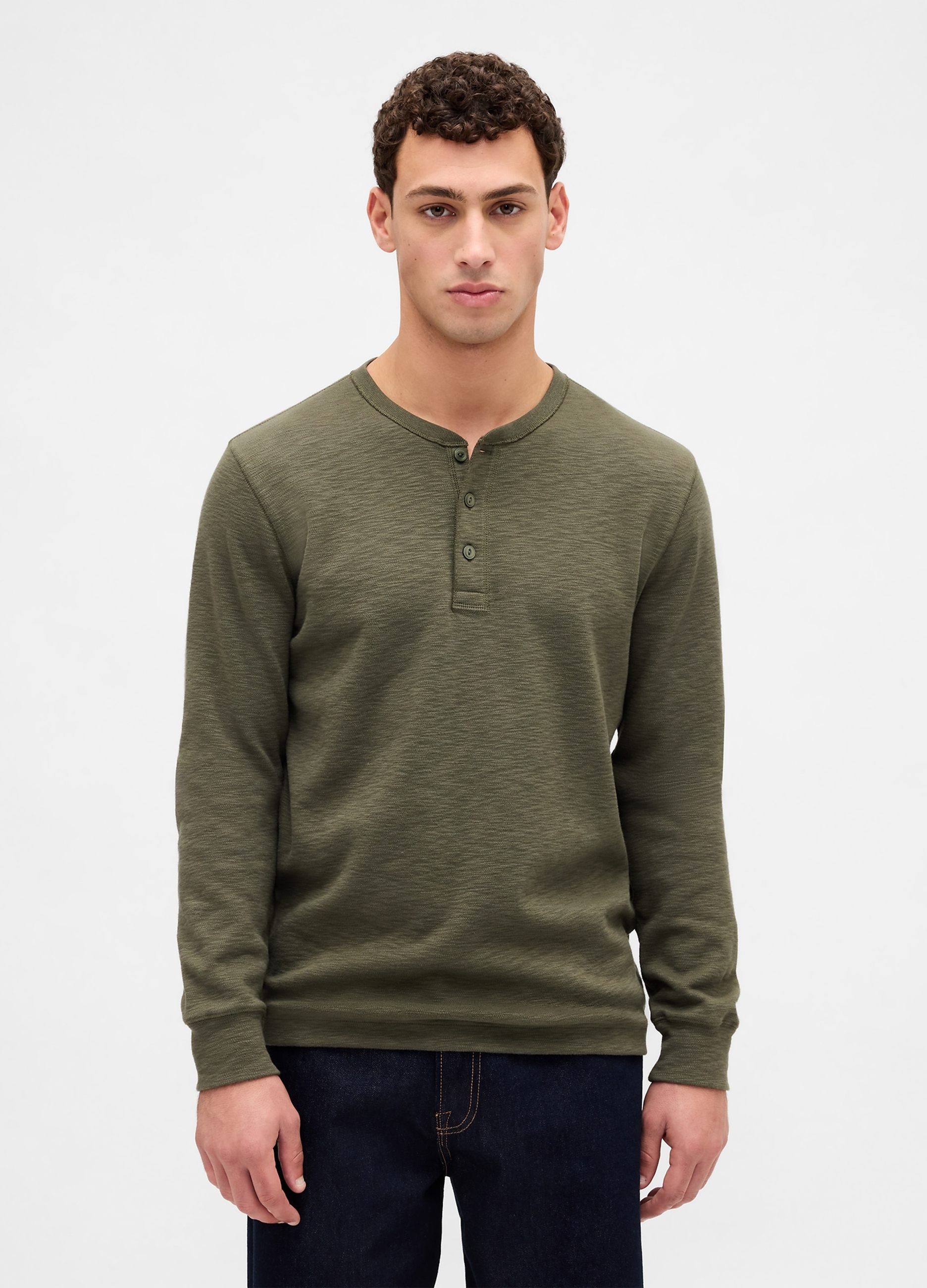 GAP, Maglia A Manica Lunga In Cotone, Uomo, Verde, Taglia: XXL