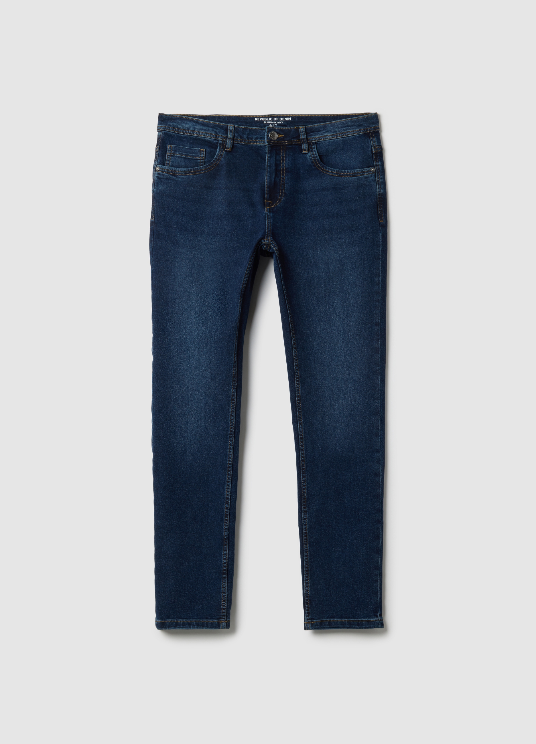 Jeans Súper Skinny Azul De Mezcla De Algodón, Hombre, Azul oscuro, Talla: 42