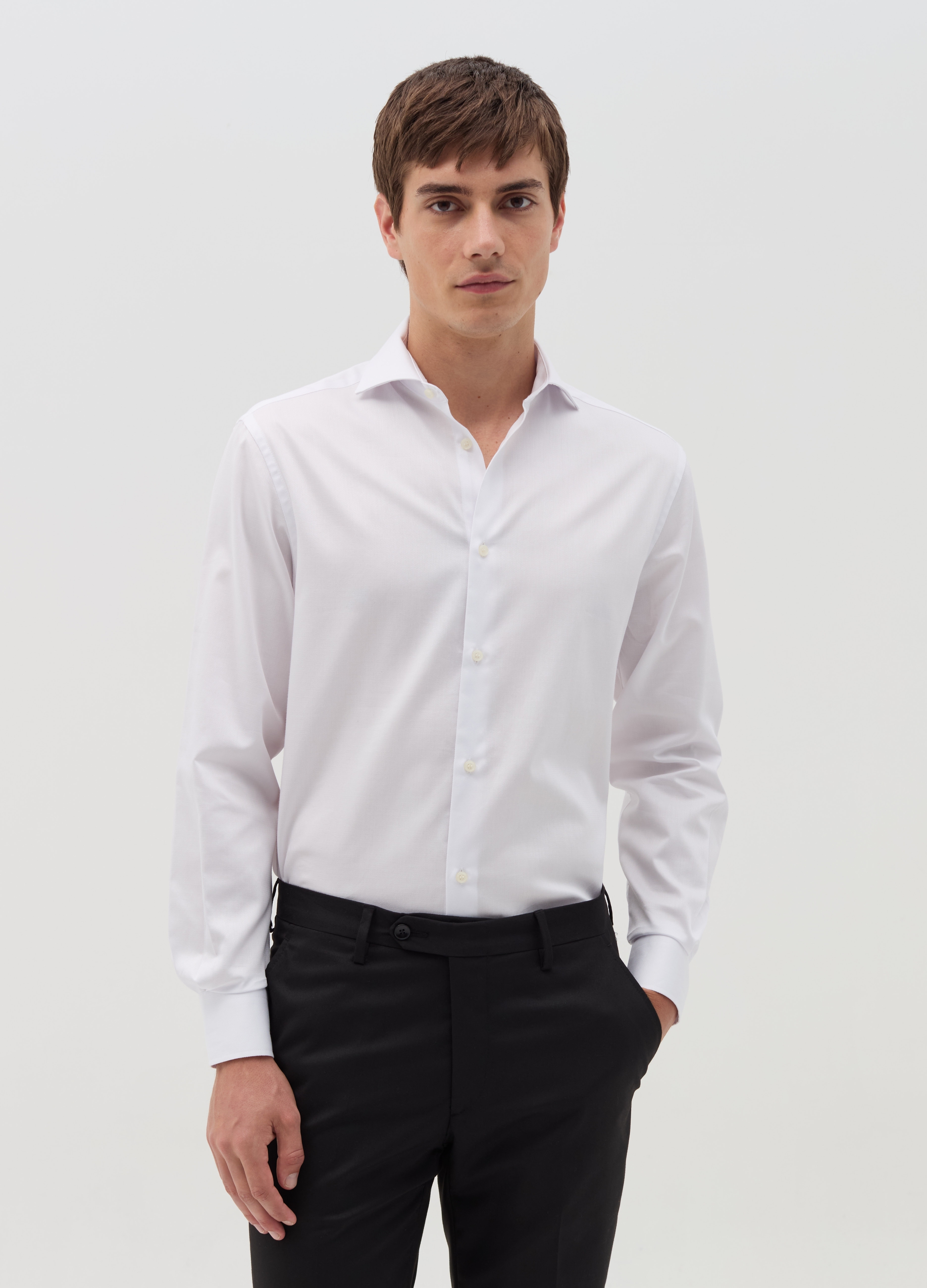 Camisa Regular Fit De Algodón Planchado Fácil, Hombre, Blanco óptico, Talla: 40