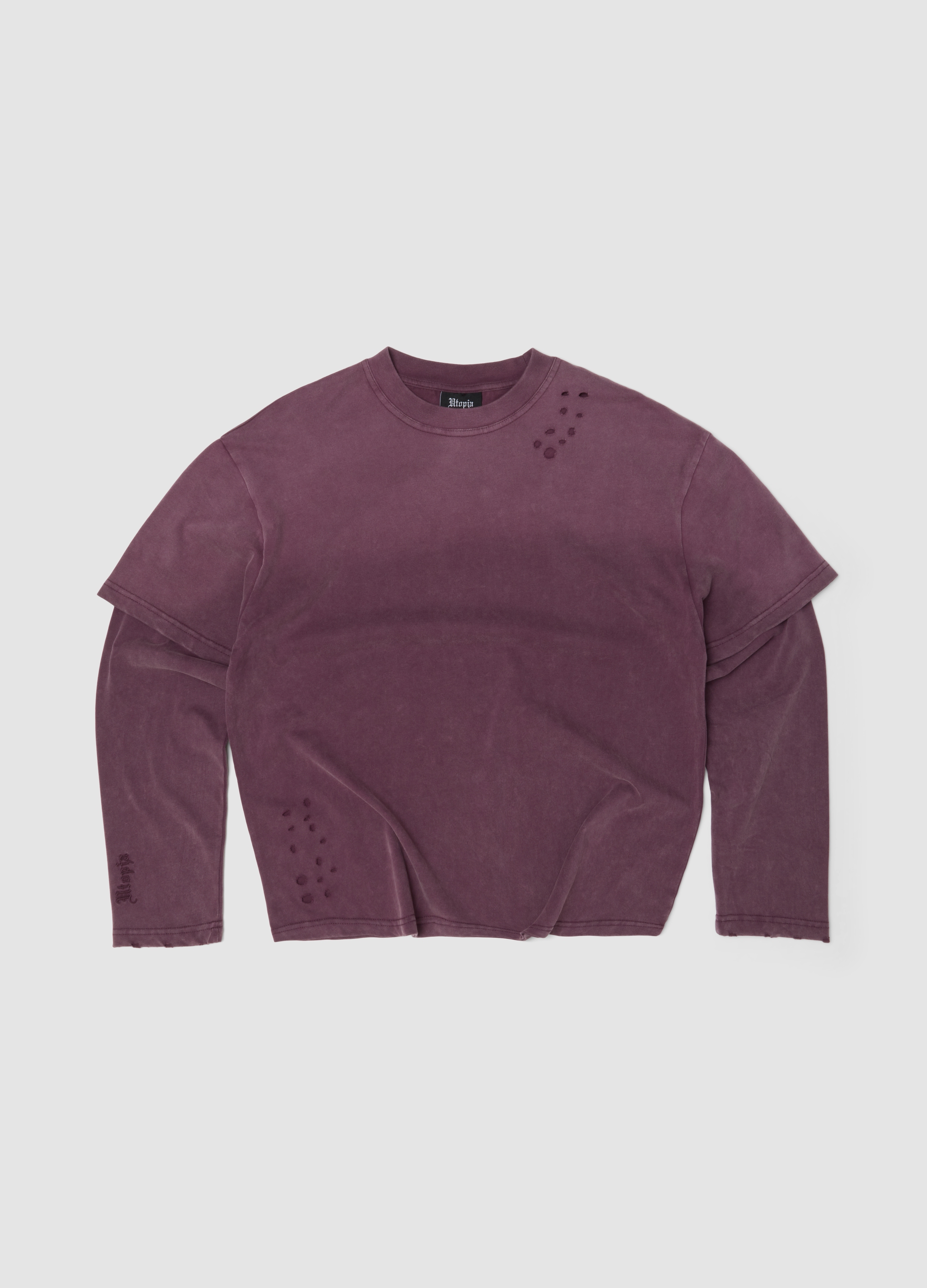 UTOPJA, Double Longsleeve Sunfaded Burgundy, Uomo, Viola, Taglia: XS