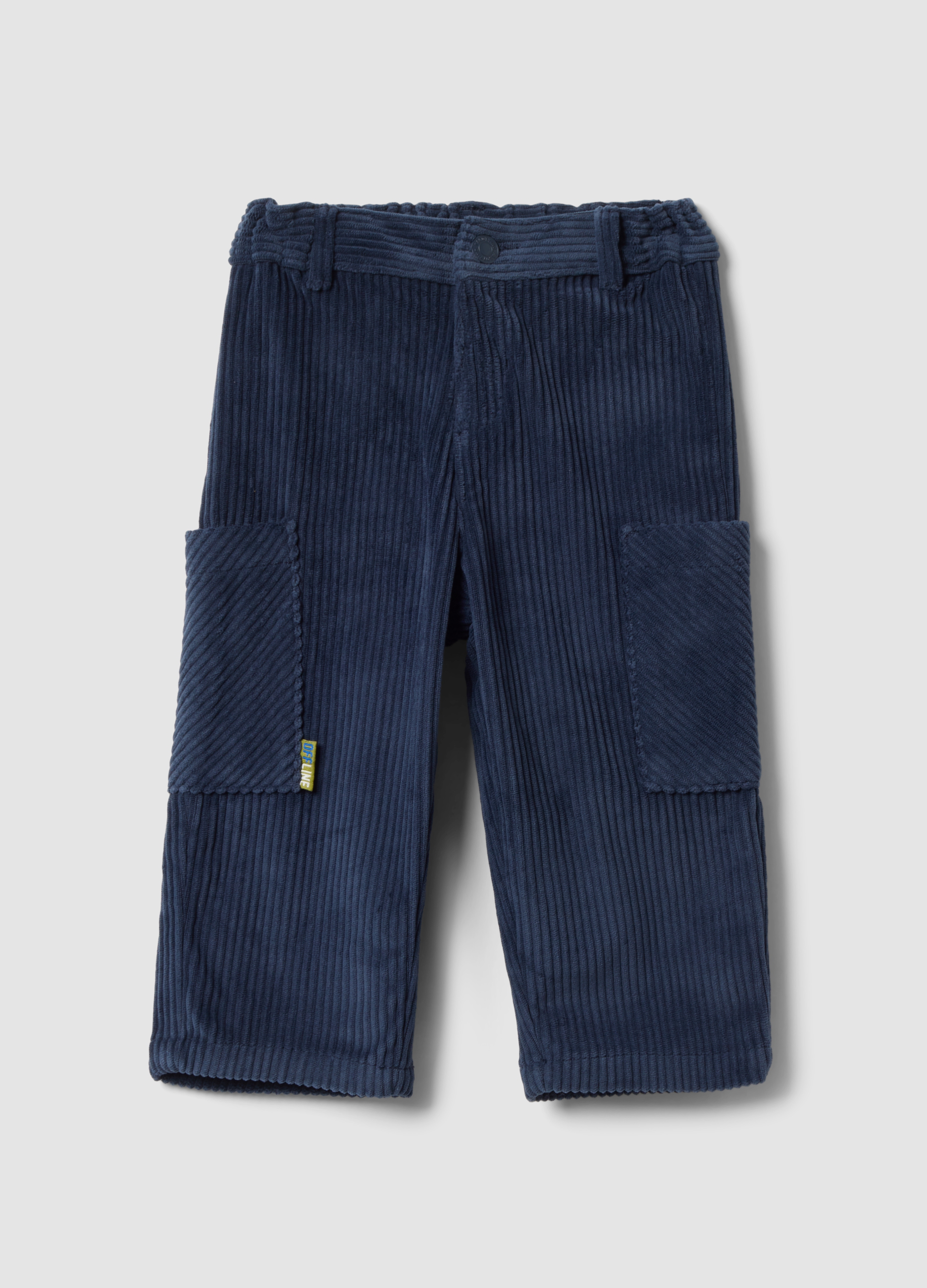 FAGOTTINO, Pantaloni Blu A Coste Con Tasche Applicate Over Fit, Bambino, Blu, Taglia: 30-36