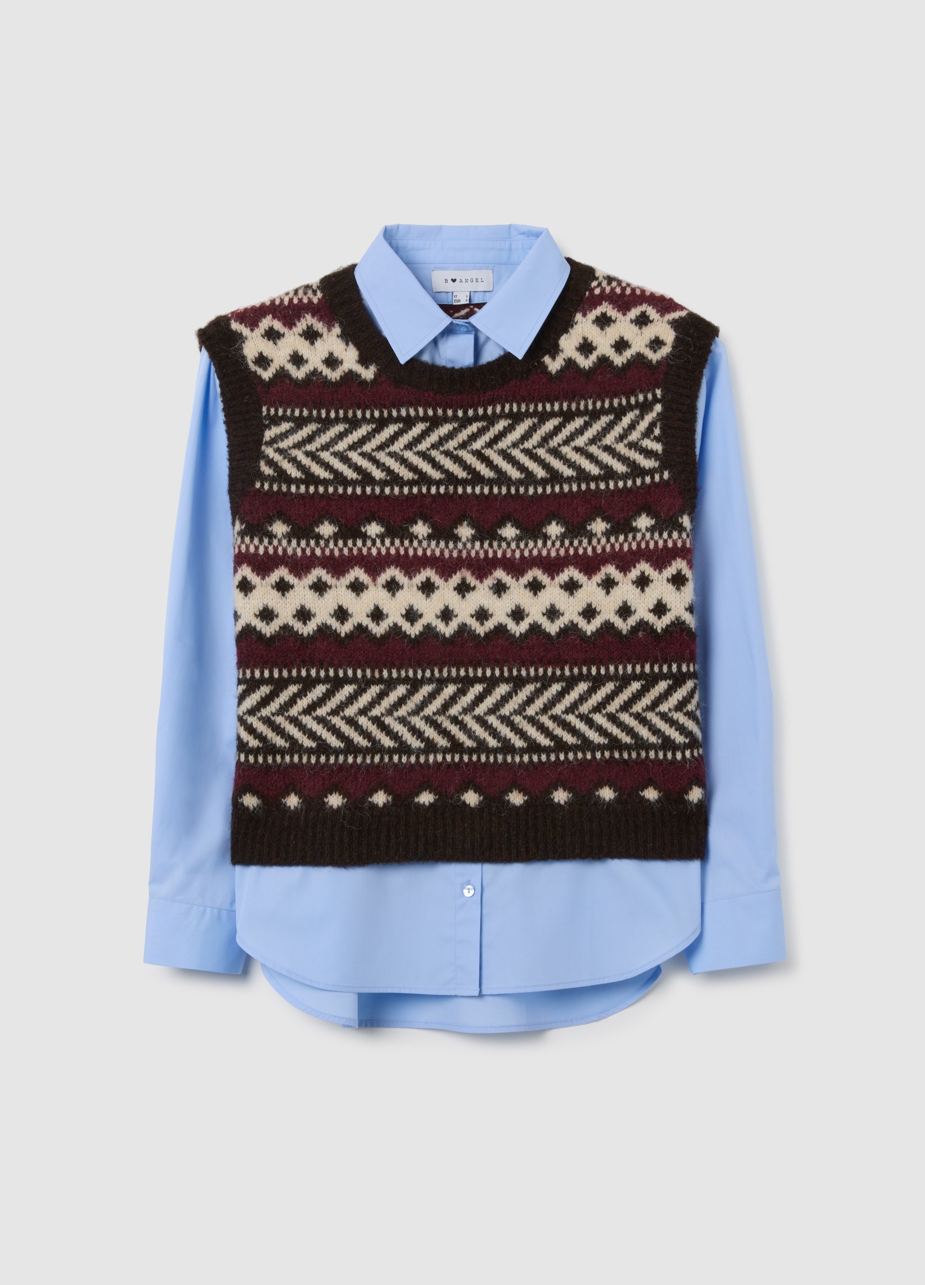 OVS, Multicolor Jacquard-pullover Mit Regulärer Passform, Frau, Braun/Rot, Größe: XS