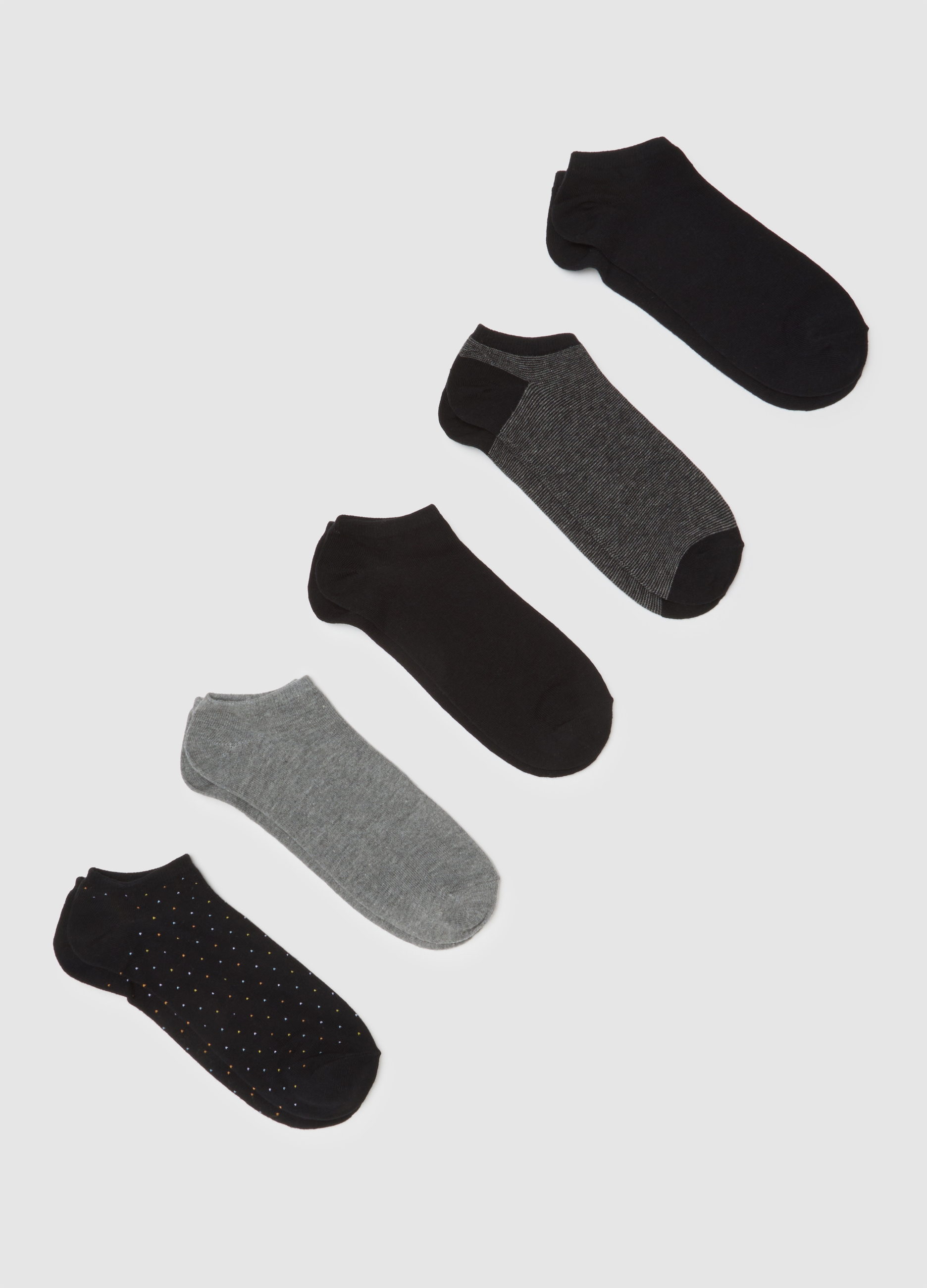 Set Múltiple De Calcetines Multicolor De Mezcla De Algodón, Hombre, Negro/Gris, Talla: 43/46