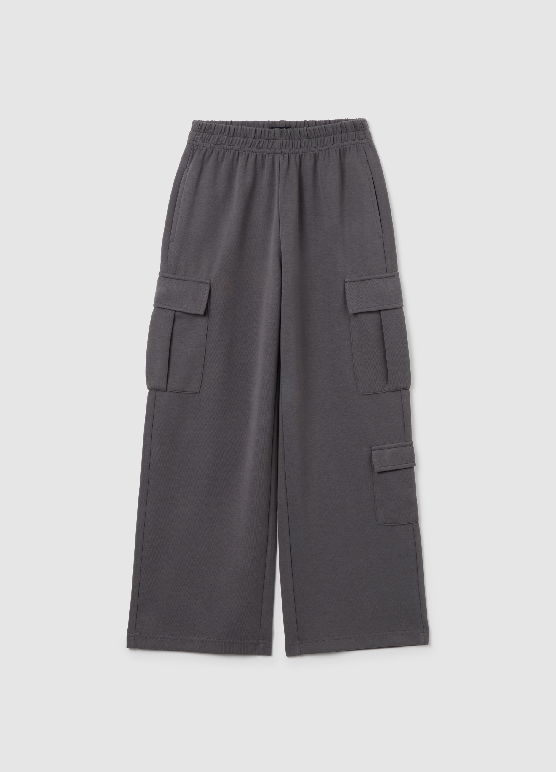 OVS KIDS, Pantalones Cargo Grises Para Niña En Mezcla De Algodón De Ajuste Regular, Niña, Gris oscuro, Talla: 14-15