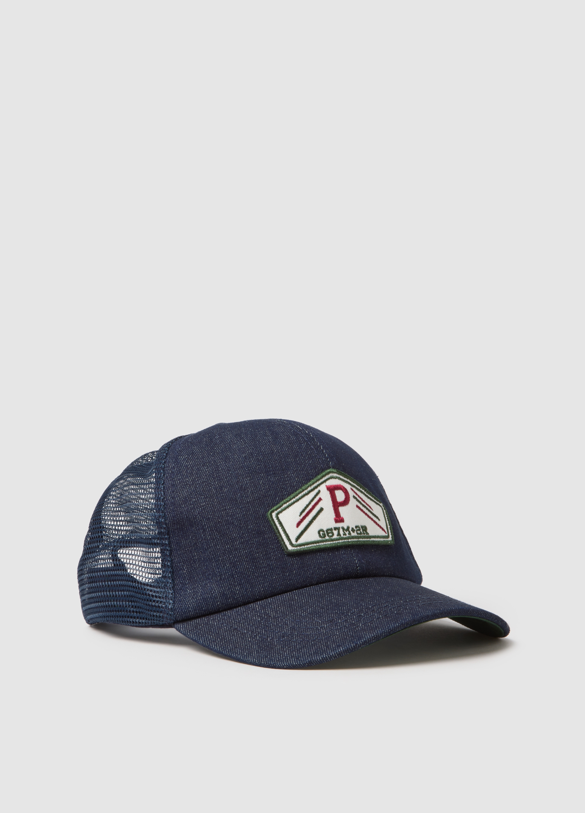 PIOMBO, Cappello In Puro Cotone Blu Con Visiera Regolabile E Patch, Uomo, Blu, Taglia: ONE SIZE