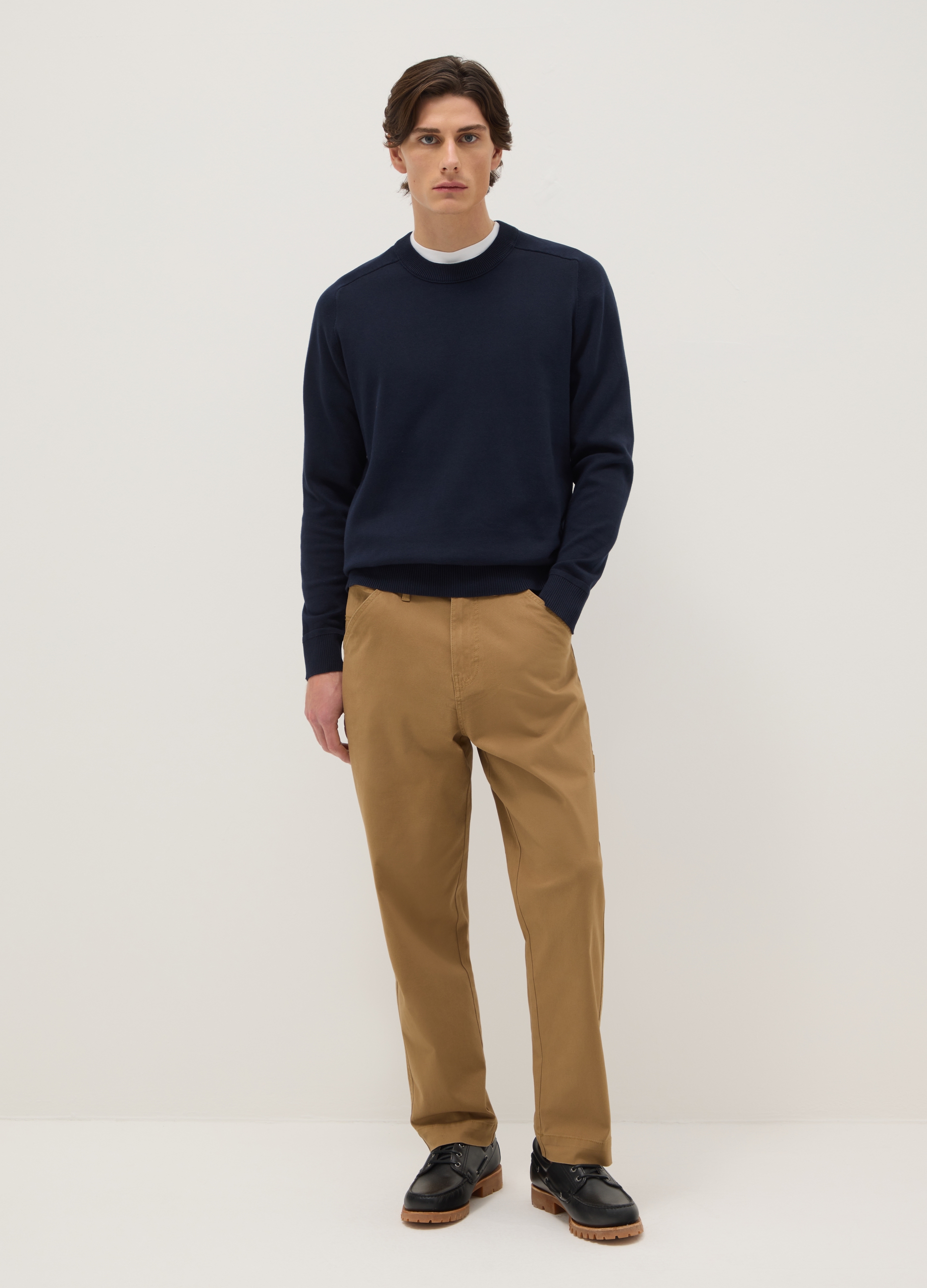 Pantalones Chino Marrones Slim Fit De Algodón Elástico, Hombre, Marrón claro, Talla: 52