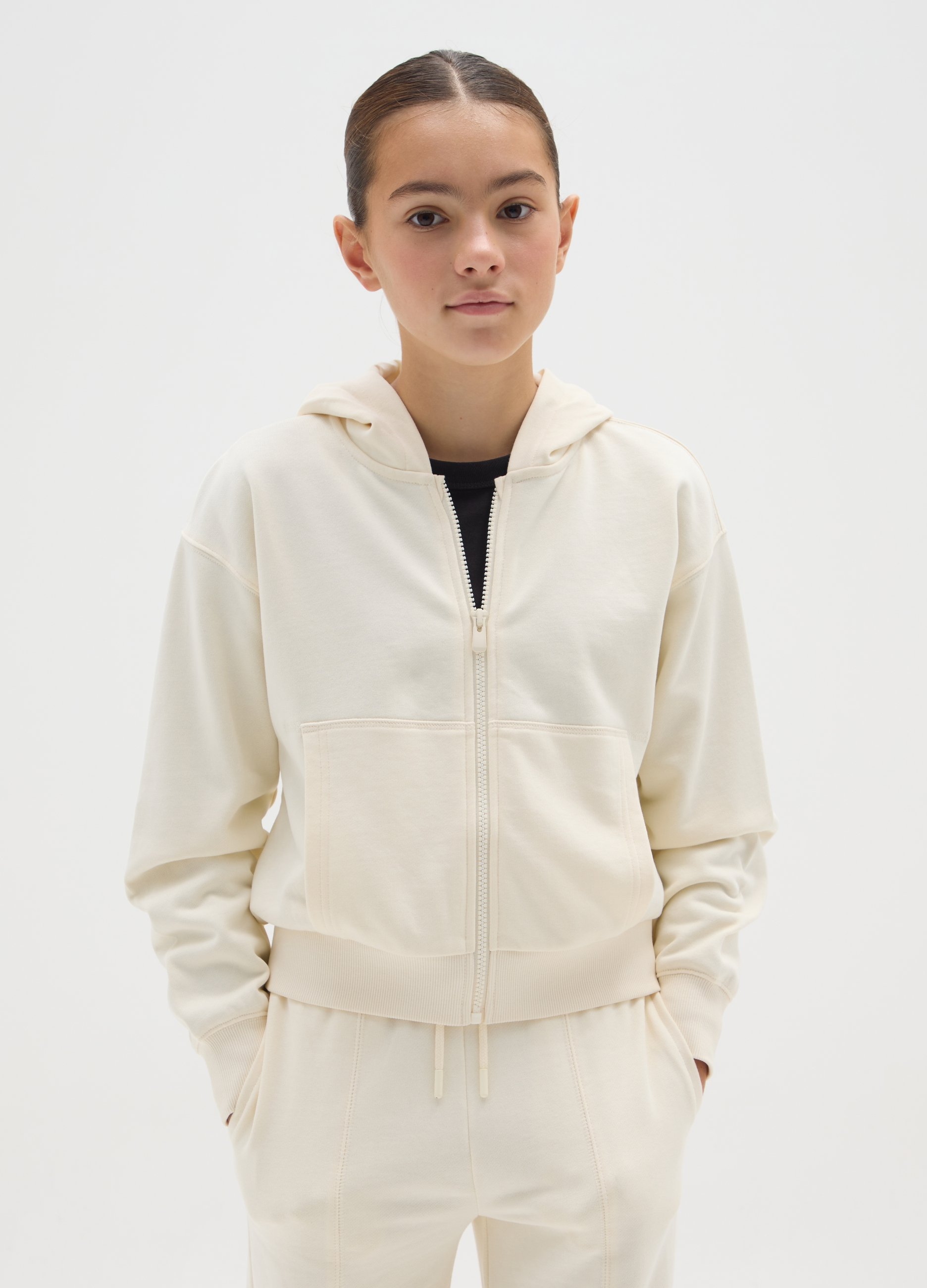 OVS KIDS, Felpa Da Ragazza In Puro Cotone Beige Regular Fit, Bambina, Beige, Taglia: 13-14